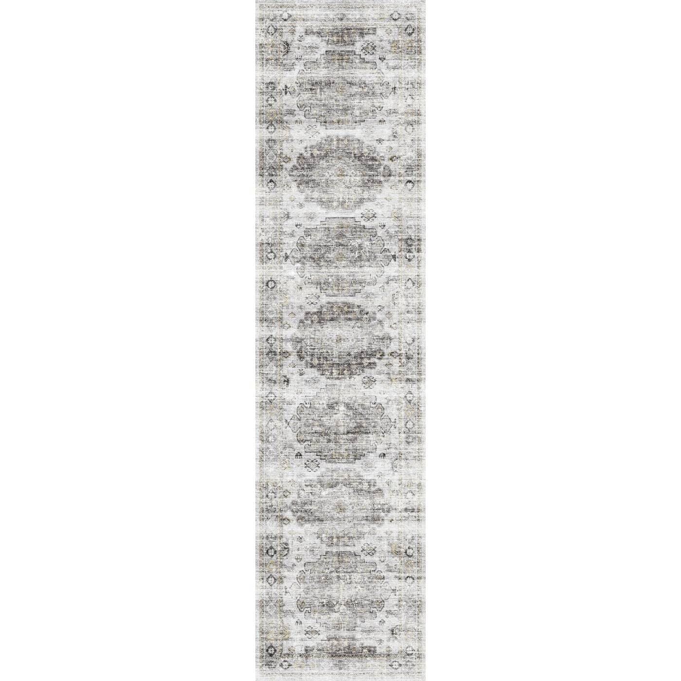 Tapis Kyra argent, gris et blanc | Motif d’inspiration persane - Les Trouvailles de JustinerugsartiplantoMachine Washable2.5’x10’