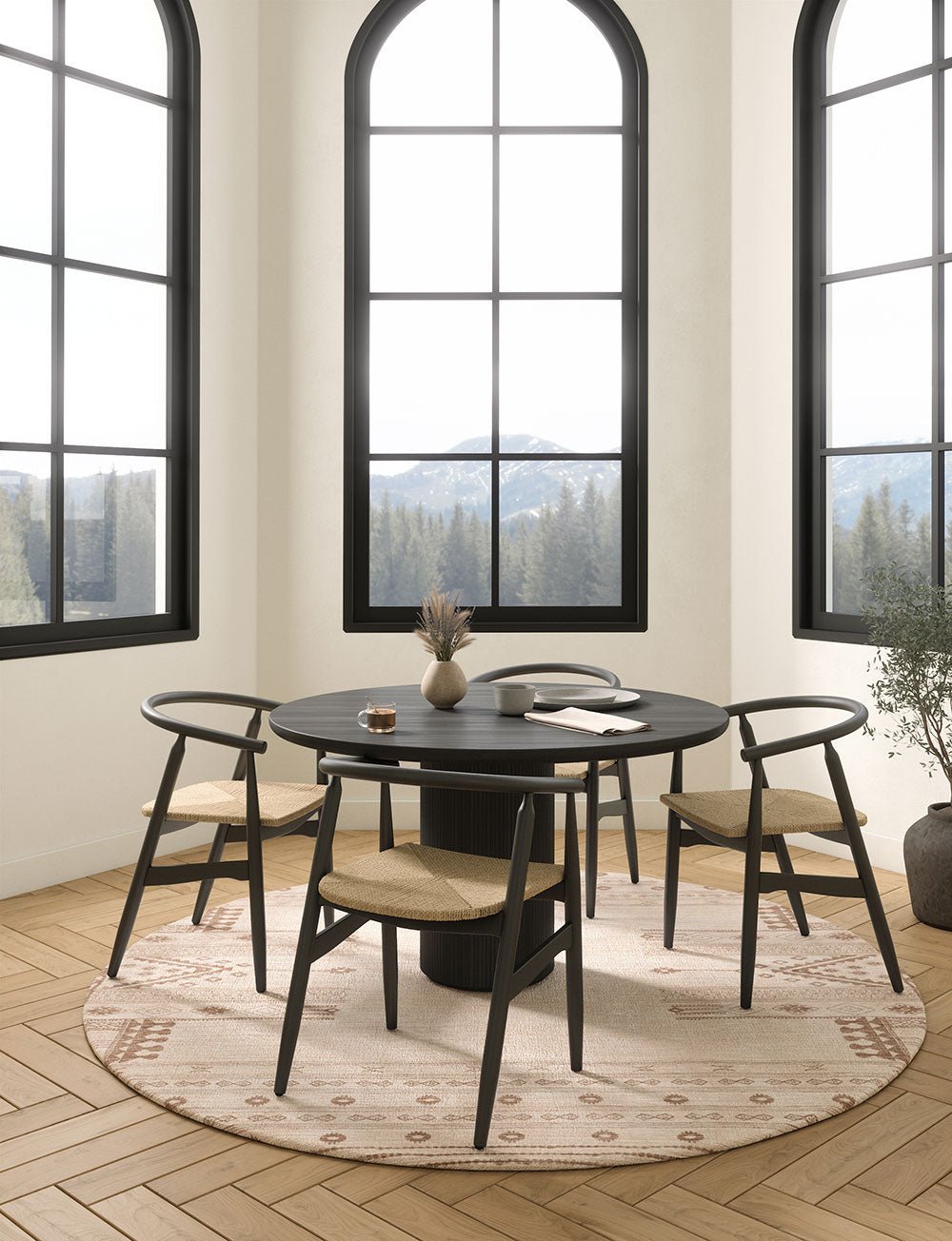 Tapis Mazela beige naturel & brun | Inspiration persane minimaliste - Les Trouvailles de JustinerugsartiplantoMachine Washable5’ Round