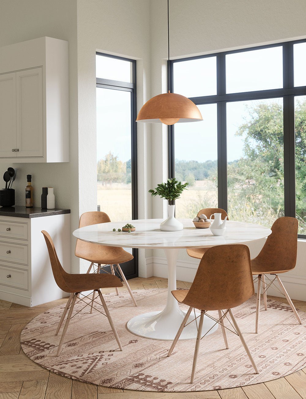 Tapis Mazela beige naturel & brun | Inspiration persane minimaliste - Les Trouvailles de JustinerugsartiplantoMachine Washable8' Round