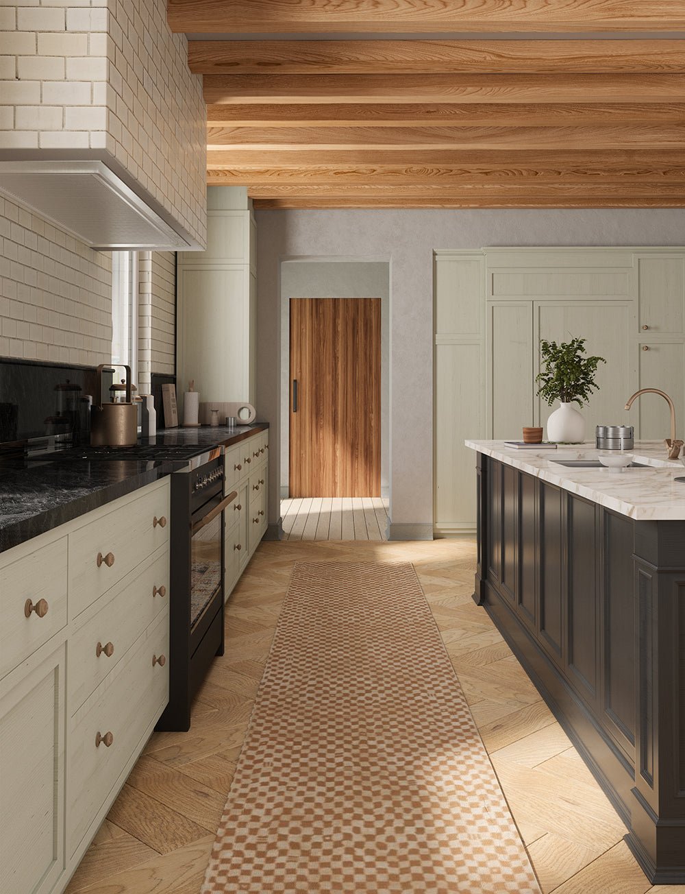 Tapis Metro à carreaux beige naturel & corail | Inspiration marocaine minimaliste - Les Trouvailles de JustinerugsartiplantoMachine Washable2.5’x16’