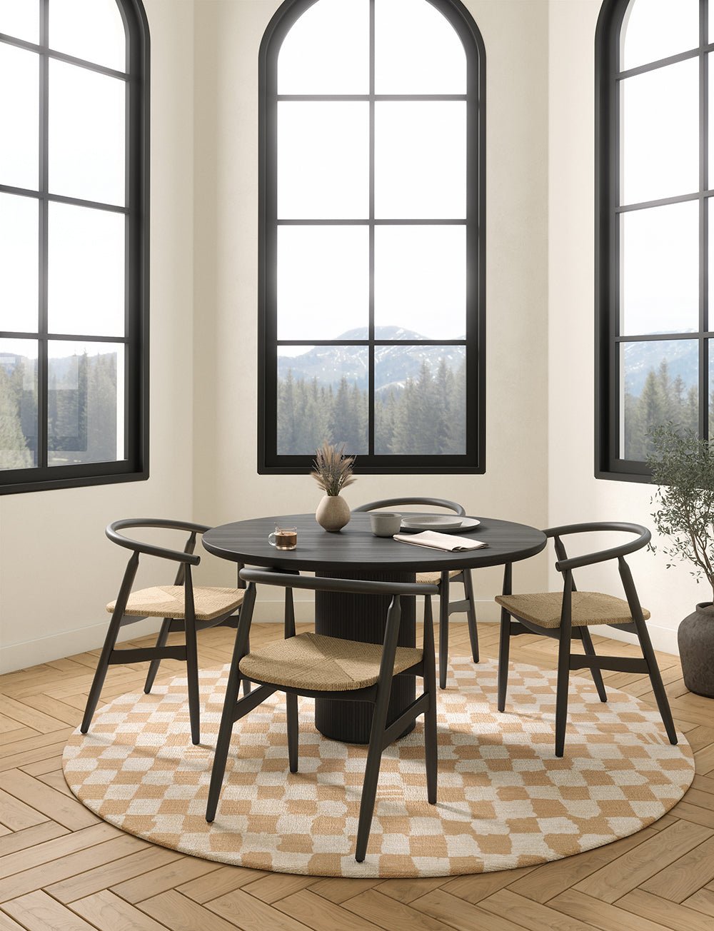 Tapis Metro à carreaux beige naturel & corail | Inspiration marocaine minimaliste - Les Trouvailles de JustinerugsartiplantoMachine Washable5’ Round