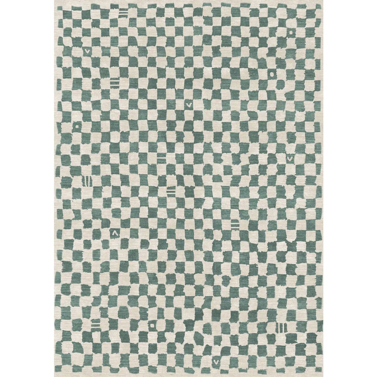 Tapis Metro Vert Ardoise & Blanc | Motif Marocain à Carreaux - Les Trouvailles de JustinerugsartiplantoMachine Washable2.5'x7'