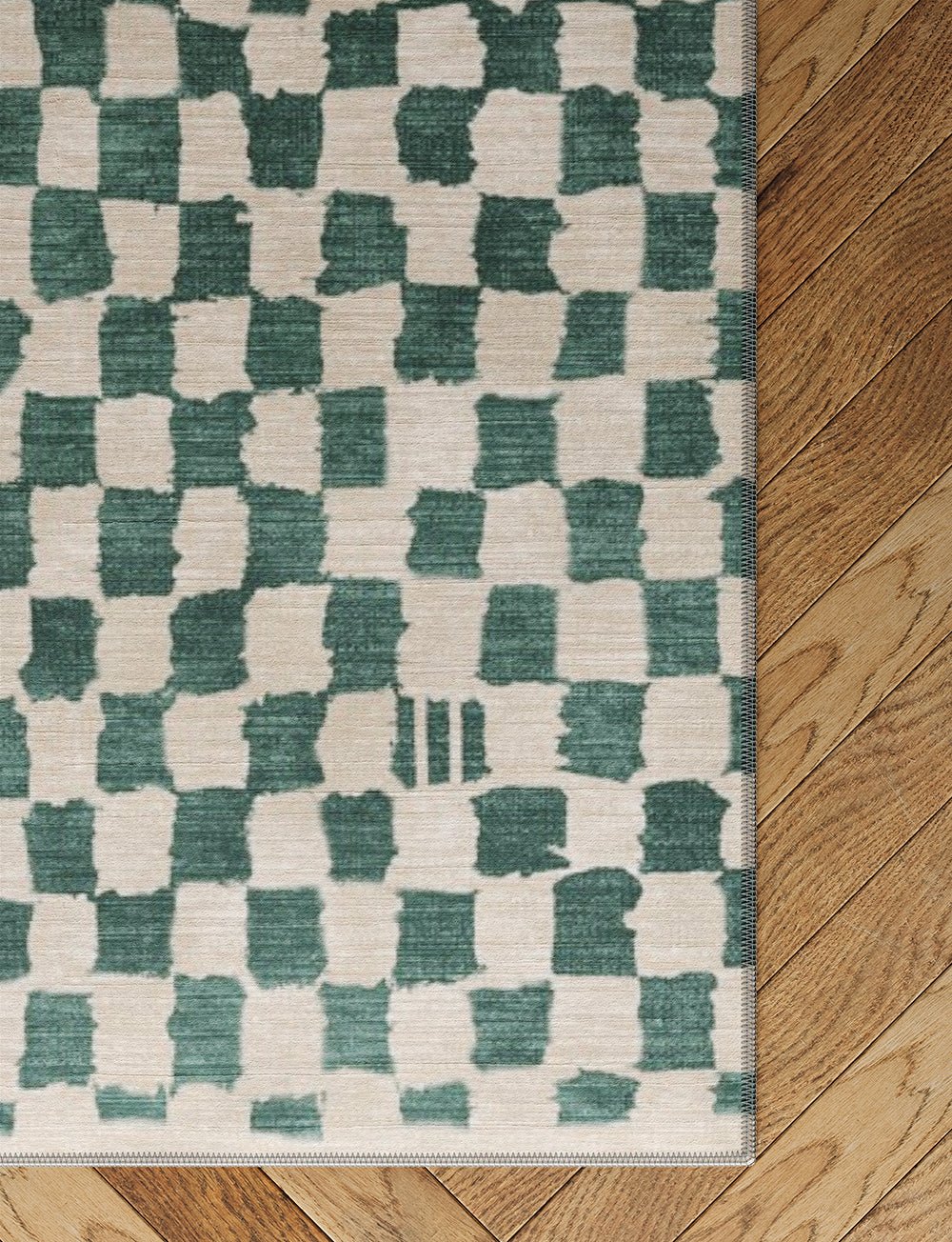 Tapis Metro Vert Ardoise & Blanc | Motif Marocain à Carreaux - Les Trouvailles de JustinerugsartiplantoMachine Washable2.5'x7'