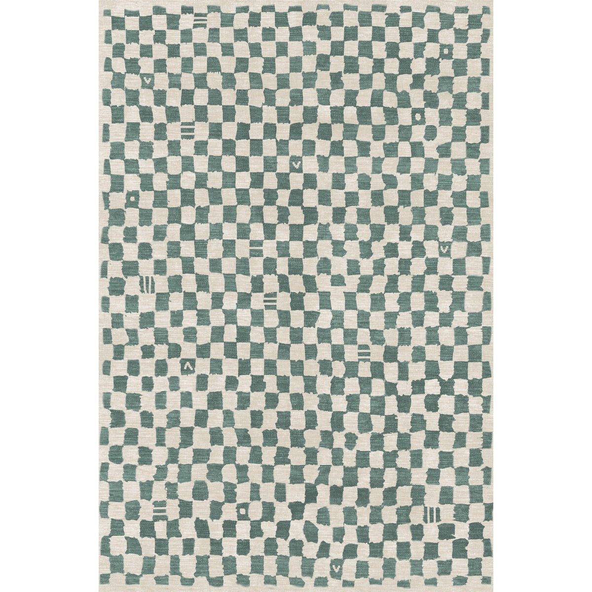 Tapis Metro Vert Ardoise & Blanc | Motif Marocain à Carreaux - Les Trouvailles de JustinerugsartiplantoMachine Washable6'x9'