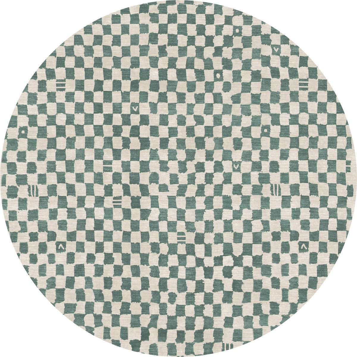 Tapis Metro Vert Ardoise & Blanc | Motif Marocain à Carreaux - Les Trouvailles de JustinerugsartiplantoMachine Washable8' Round