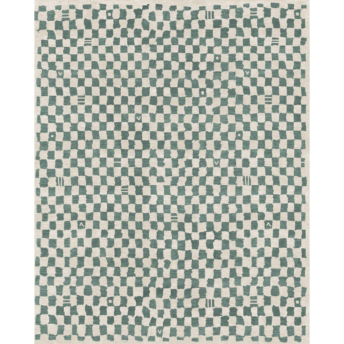 Tapis Metro Vert Ardoise & Blanc | Motif Marocain à Carreaux - Les Trouvailles de JustinerugsartiplantoMachine Washable8'x10'