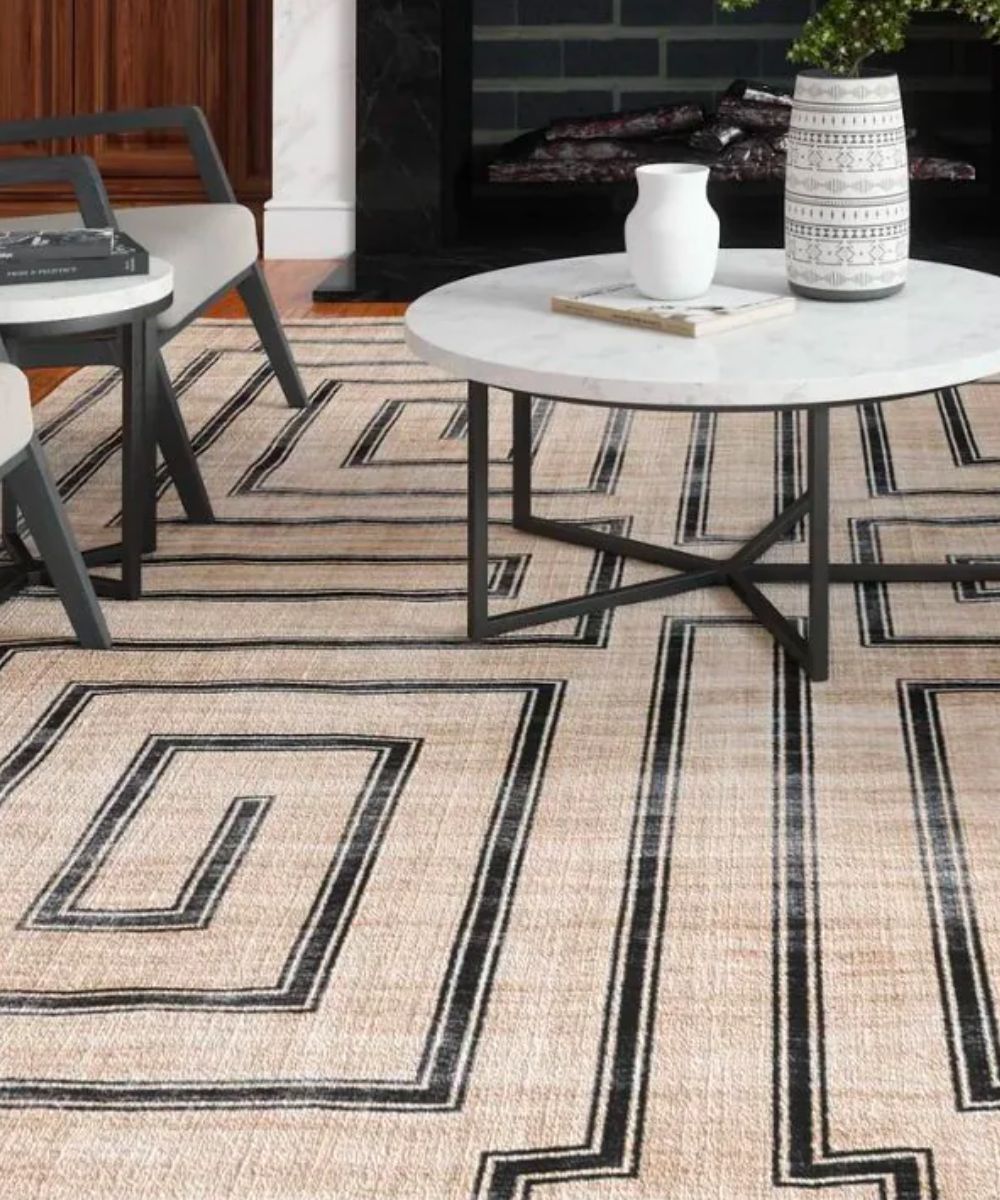 Tapis Noa – Naturel Noir - Les Trouvailles de JustinerugsartiplantoMachine Washable8'x10'