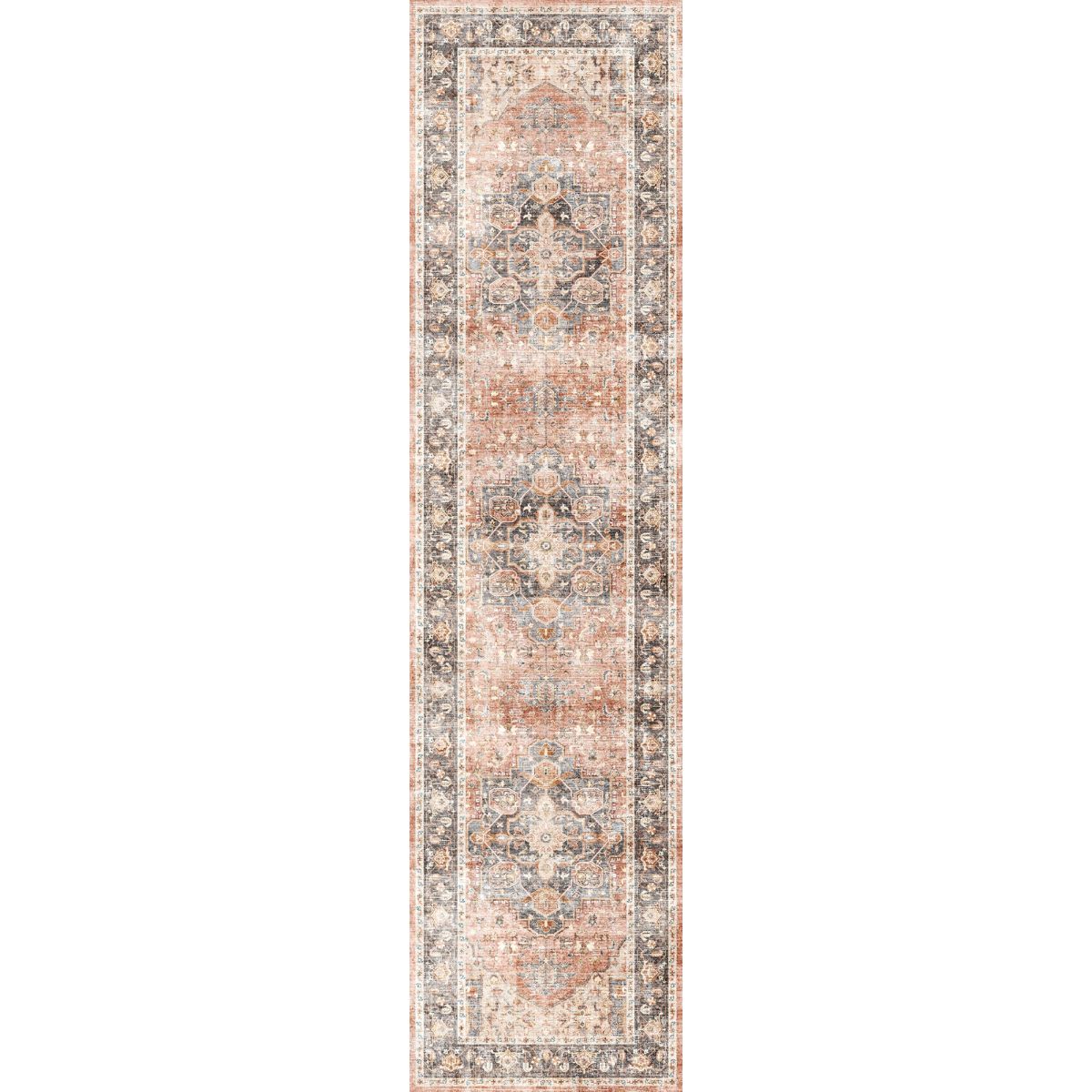 Tapis Riverra – Terracotta Noir - Les Trouvailles de JustinerugsartiplantoMachine Washable2.5’x10’