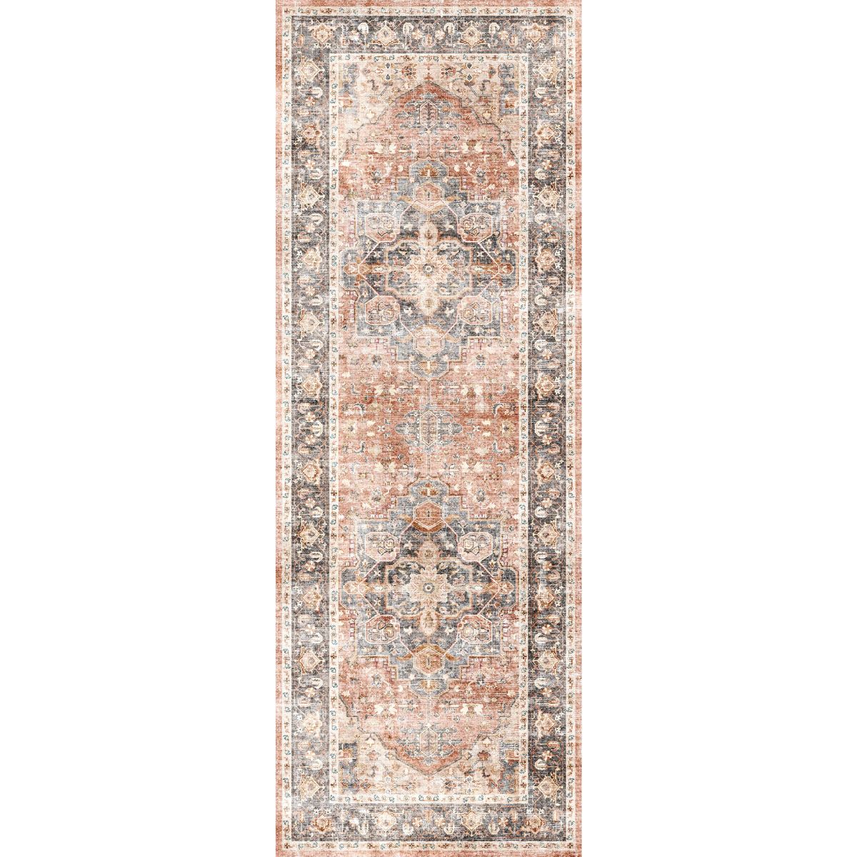 Tapis Riverra – Terracotta Noir - Les Trouvailles de JustinerugsartiplantoMachine Washable2.5'x7'