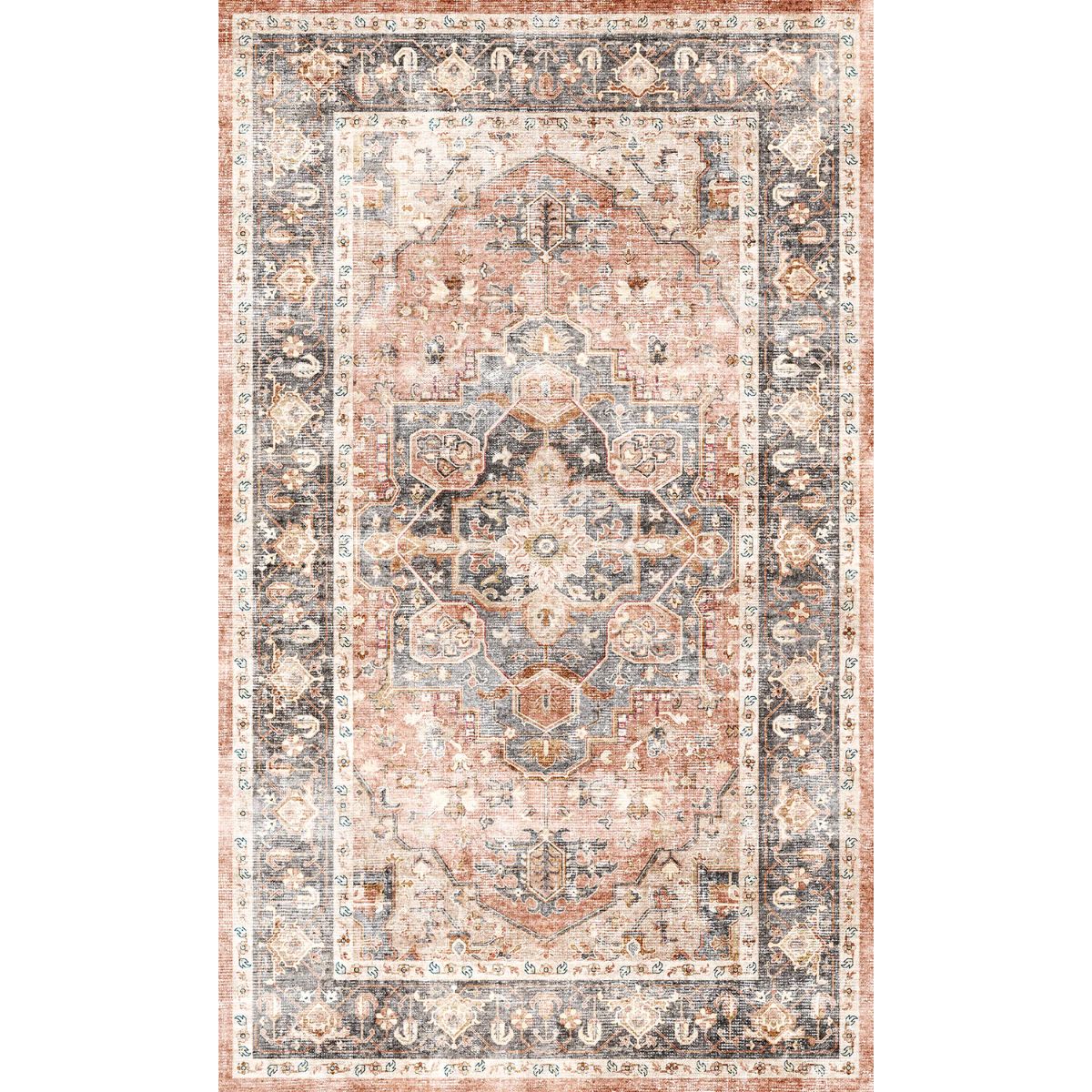 Tapis Riverra – Terracotta Noir - Les Trouvailles de JustinerugsartiplantoMachine Washable3’x5’