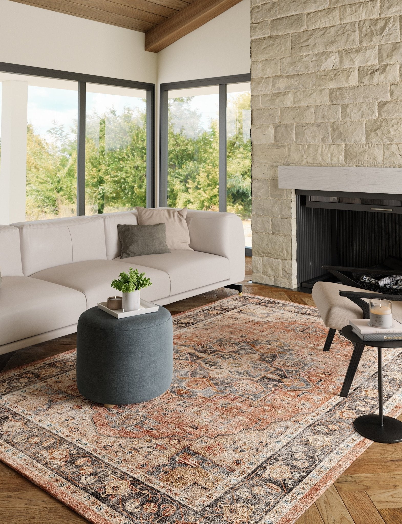 Tapis Riverra – Terracotta Noir - Les Trouvailles de JustinerugsartiplantoMachine Washable6'x9'