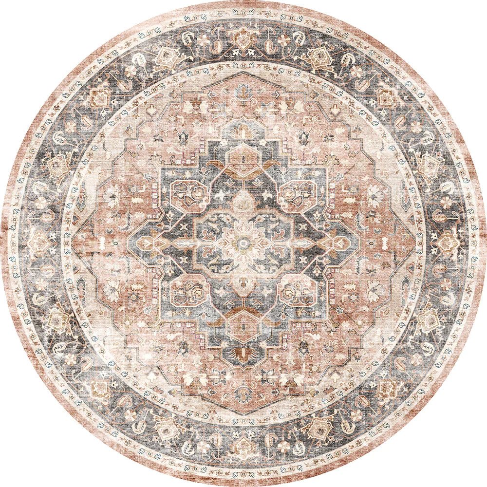 Tapis Riverra – Terracotta Noir - Les Trouvailles de JustinerugsartiplantoMachine Washable8' Round