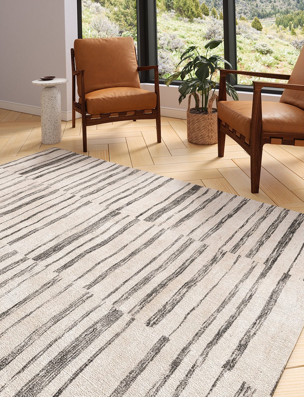 Tapis Sahara Ivoire & Gris | Motif Marocain - Les Trouvailles de JustinerugsartiplantoMachine Washable5'x7'