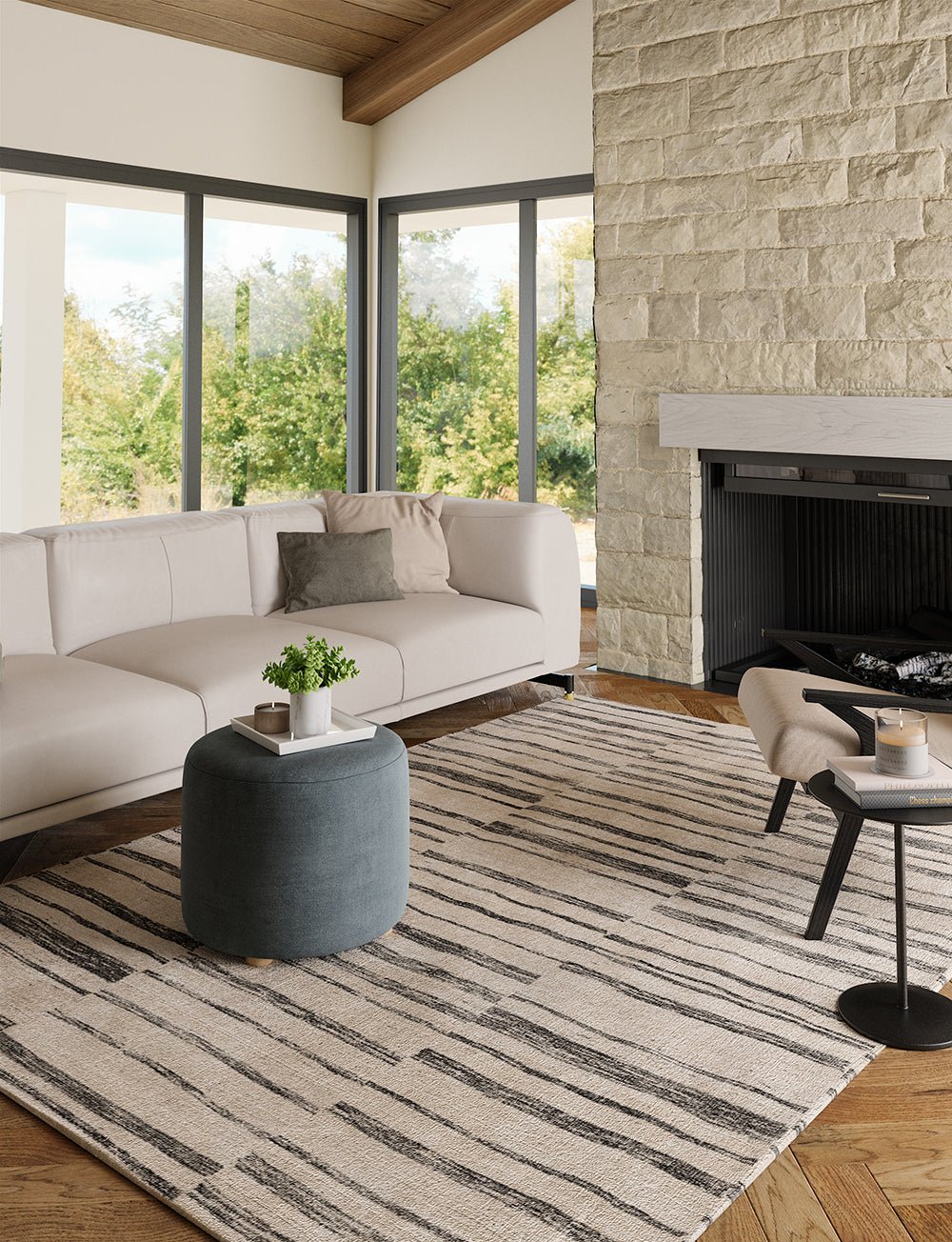 Tapis Sahara Ivoire & Gris | Motif Marocain - Les Trouvailles de JustinerugsartiplantoMachine Washable6'x9'
