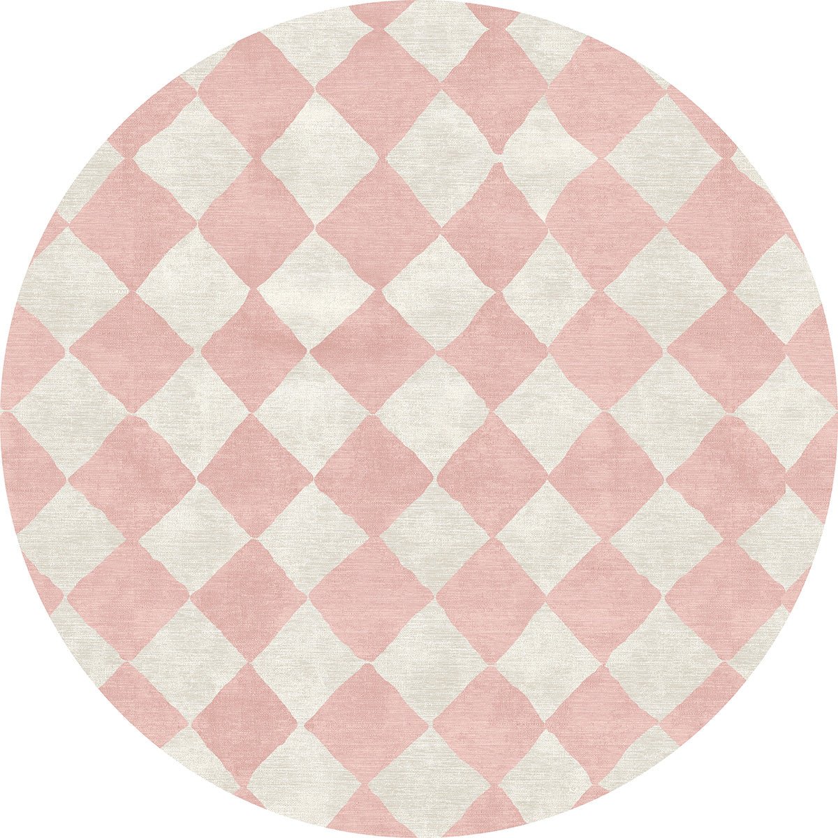 Tapis Trestres à Carreaux Malibu | Rose & Ivoire | Style Marocain Minimaliste - Les Trouvailles de JustinerugsartiplantoMachine Washable8' Round