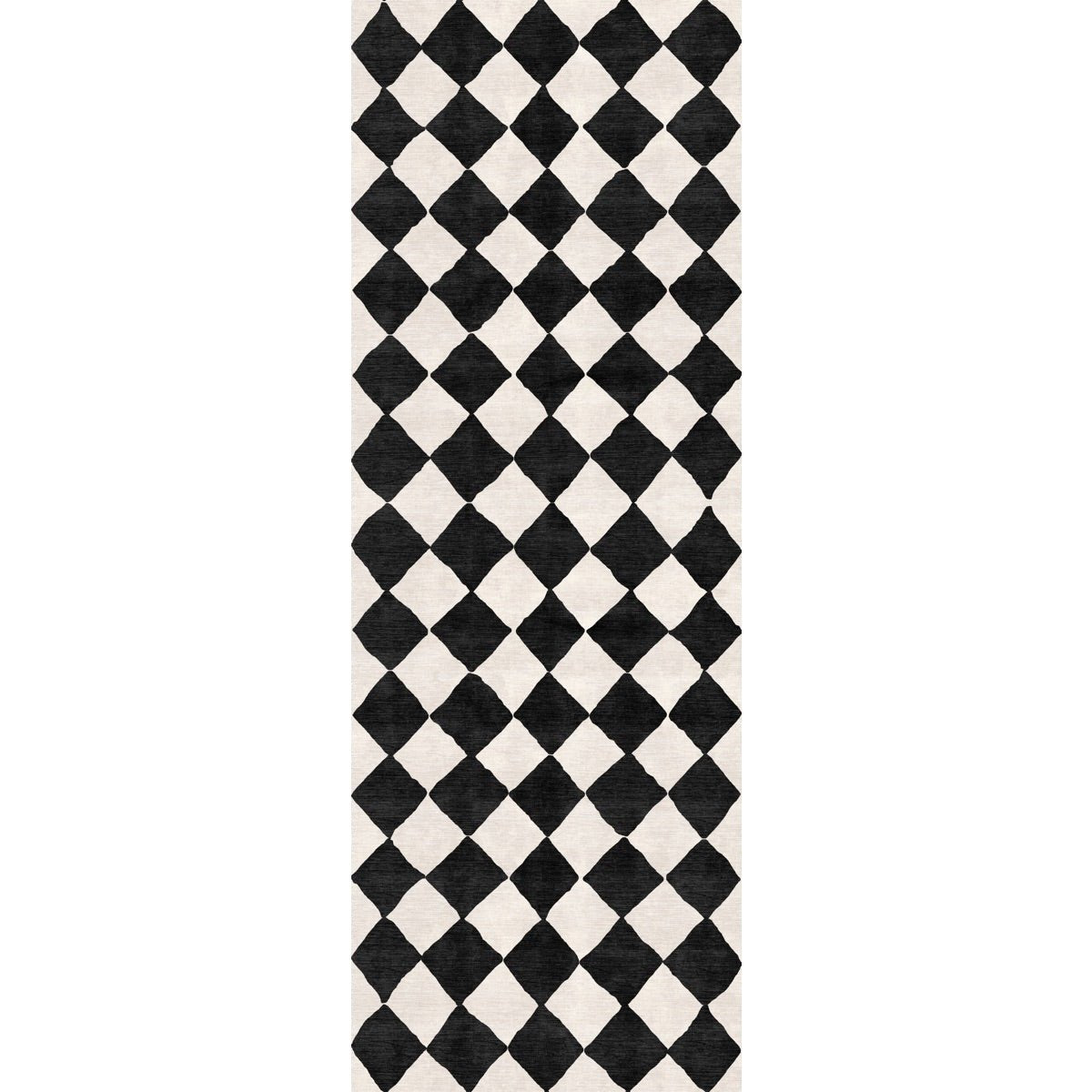 Tapis Trestres Noir & Ivoire | Motif Marocain à Carreaux - Les Trouvailles de JustinerugsartiplantoMachine Washable2.5'x7'