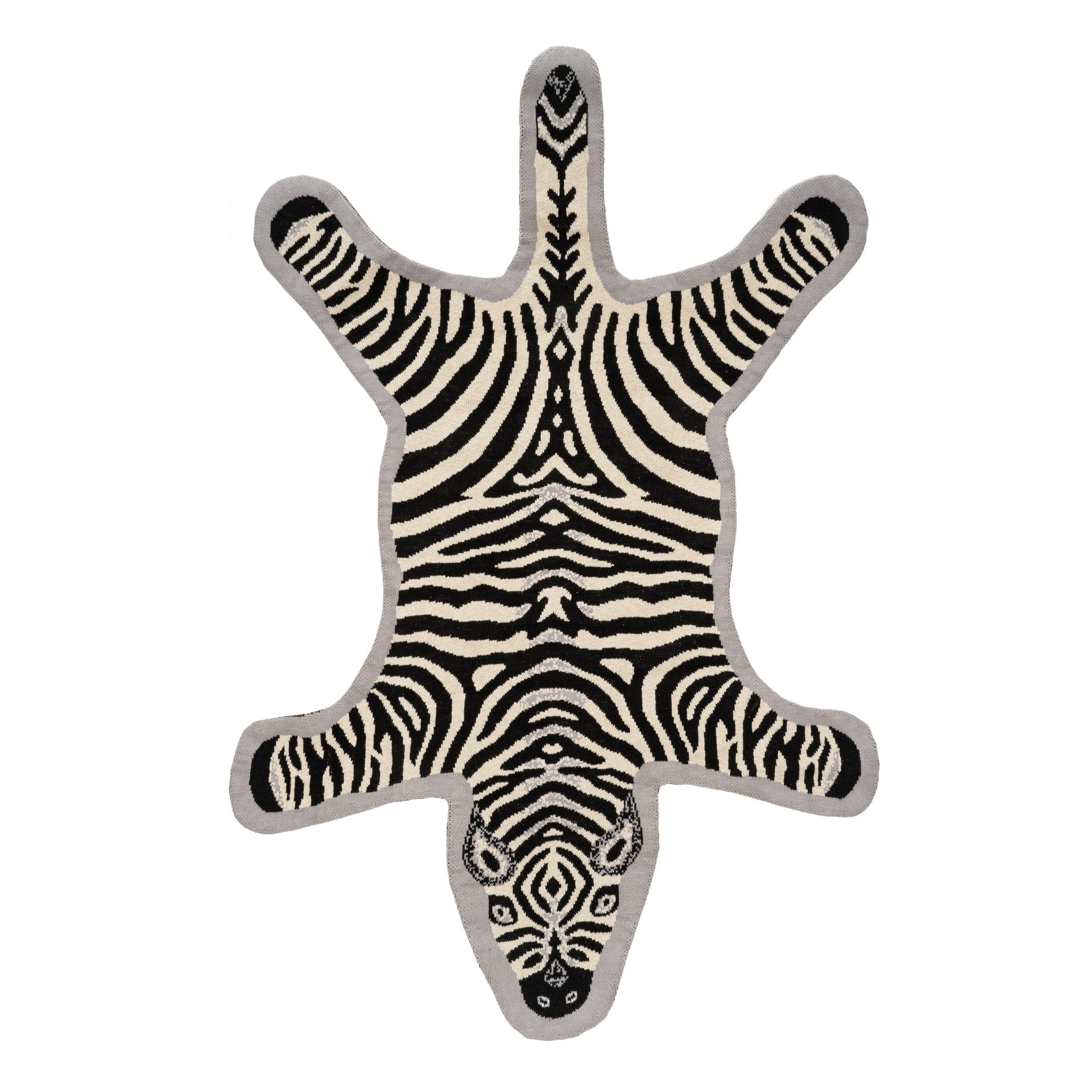 Tapis enfant Zèbre tricoté 152x91 cm, coton doux, fait main, design ludique pour chambre et espace jeu – Indaba