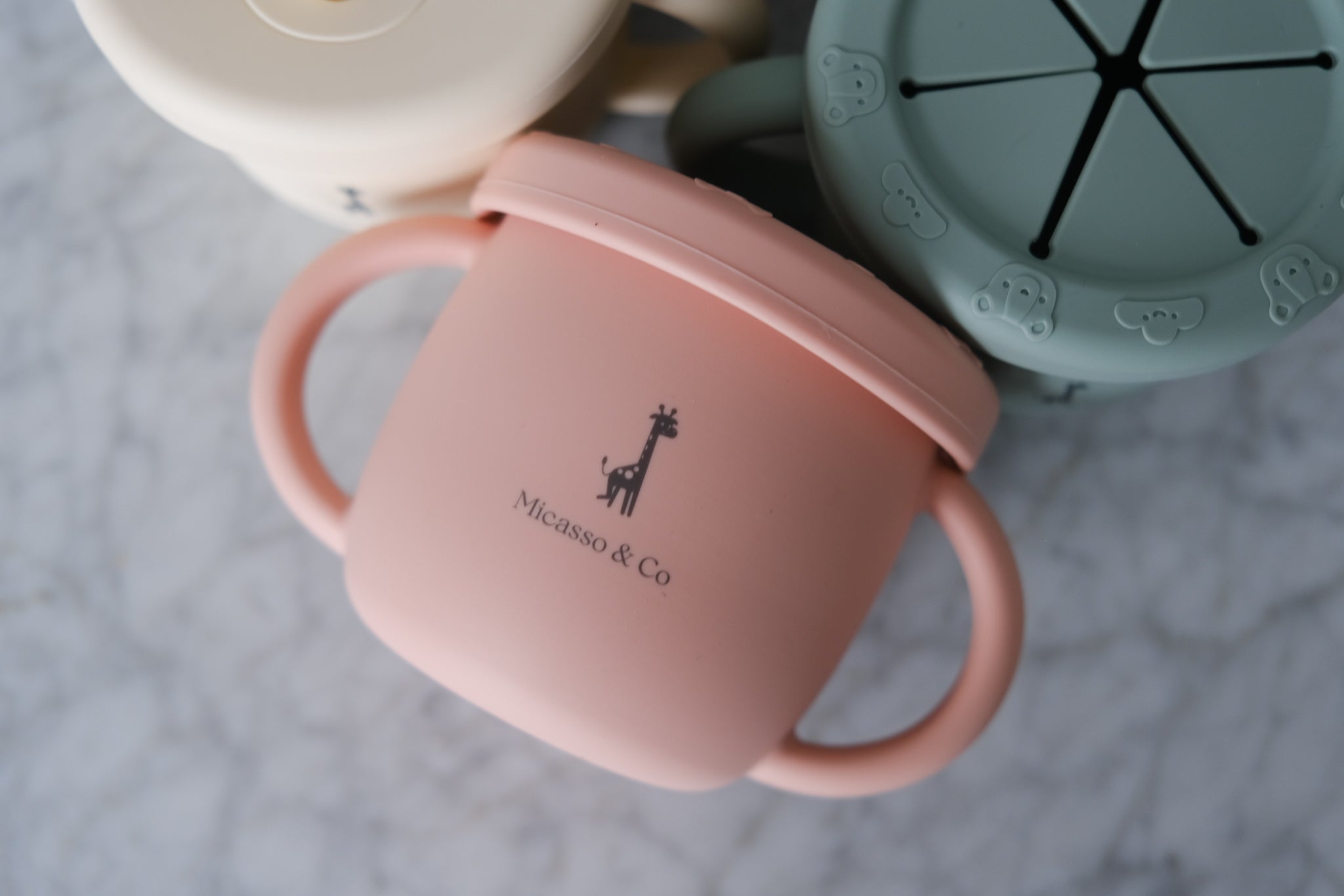 Tasse d'apprentissage 2 en 1 pour collation et liquide - Les Trouvailles de JustineMicassoandcoVieux rose