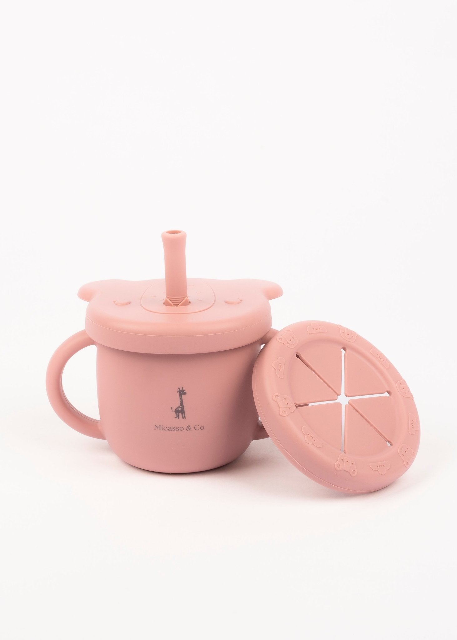 Tasse d'apprentissage 2 en 1 pour collation et liquide - Les Trouvailles de JustineMicassoandcoVieux rose