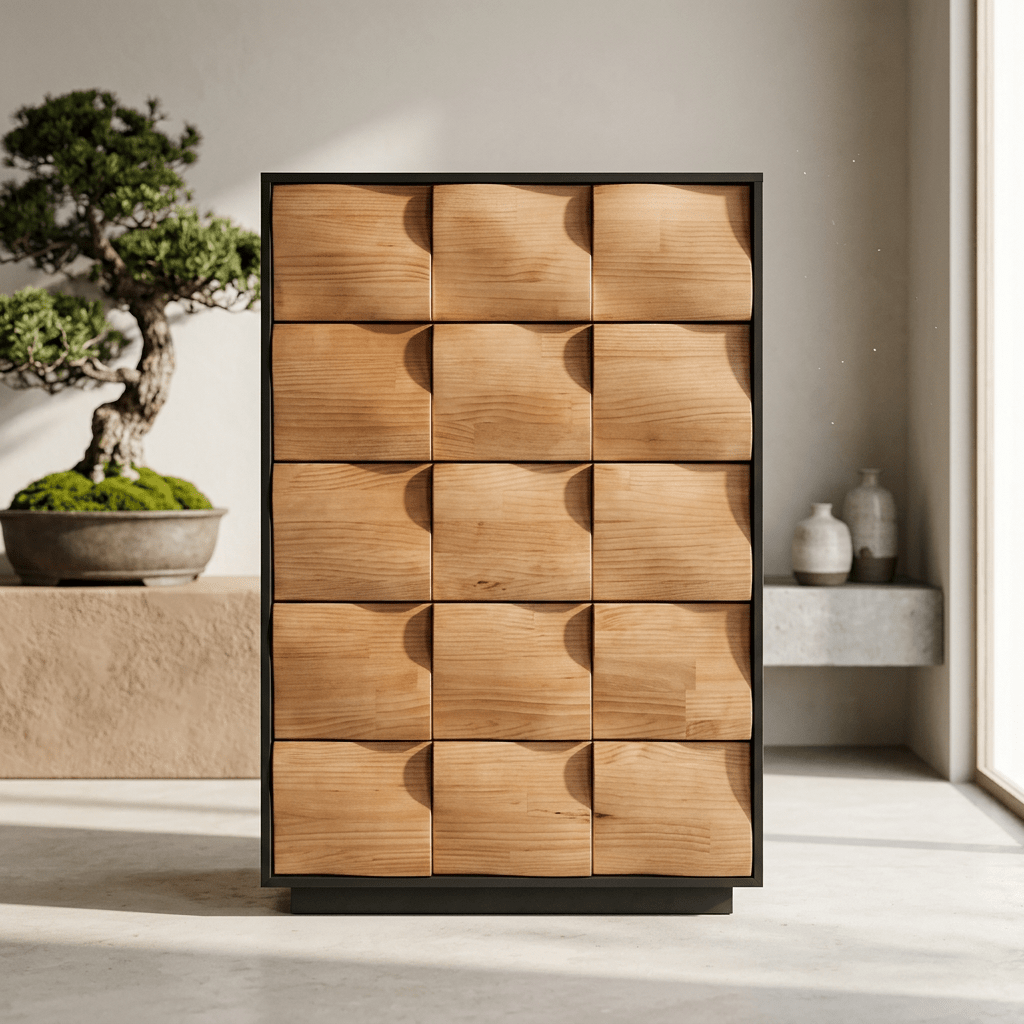 Commode Savannah 5 tiroirs en bois noyer | Style mid-century moderne | Fait main