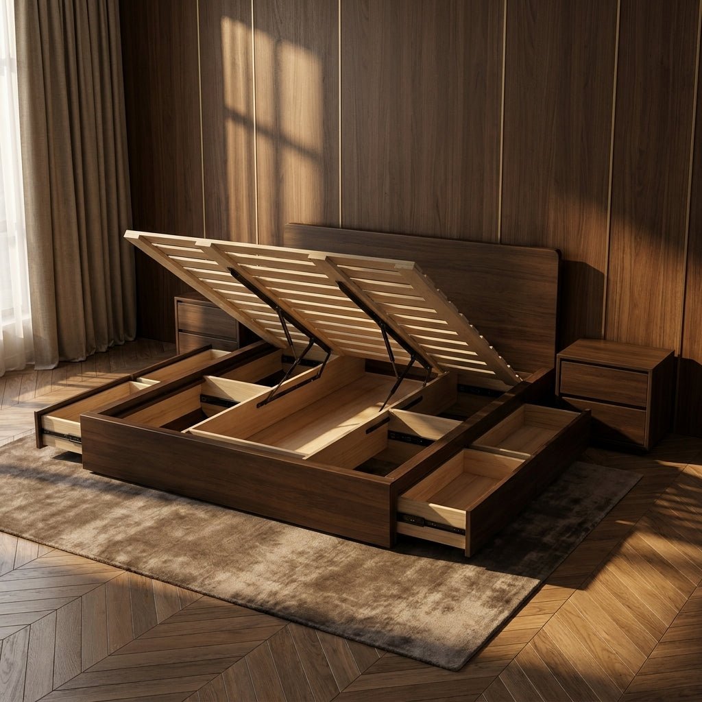 Timberton Storage Bed | Solid wood | Integrated drawers