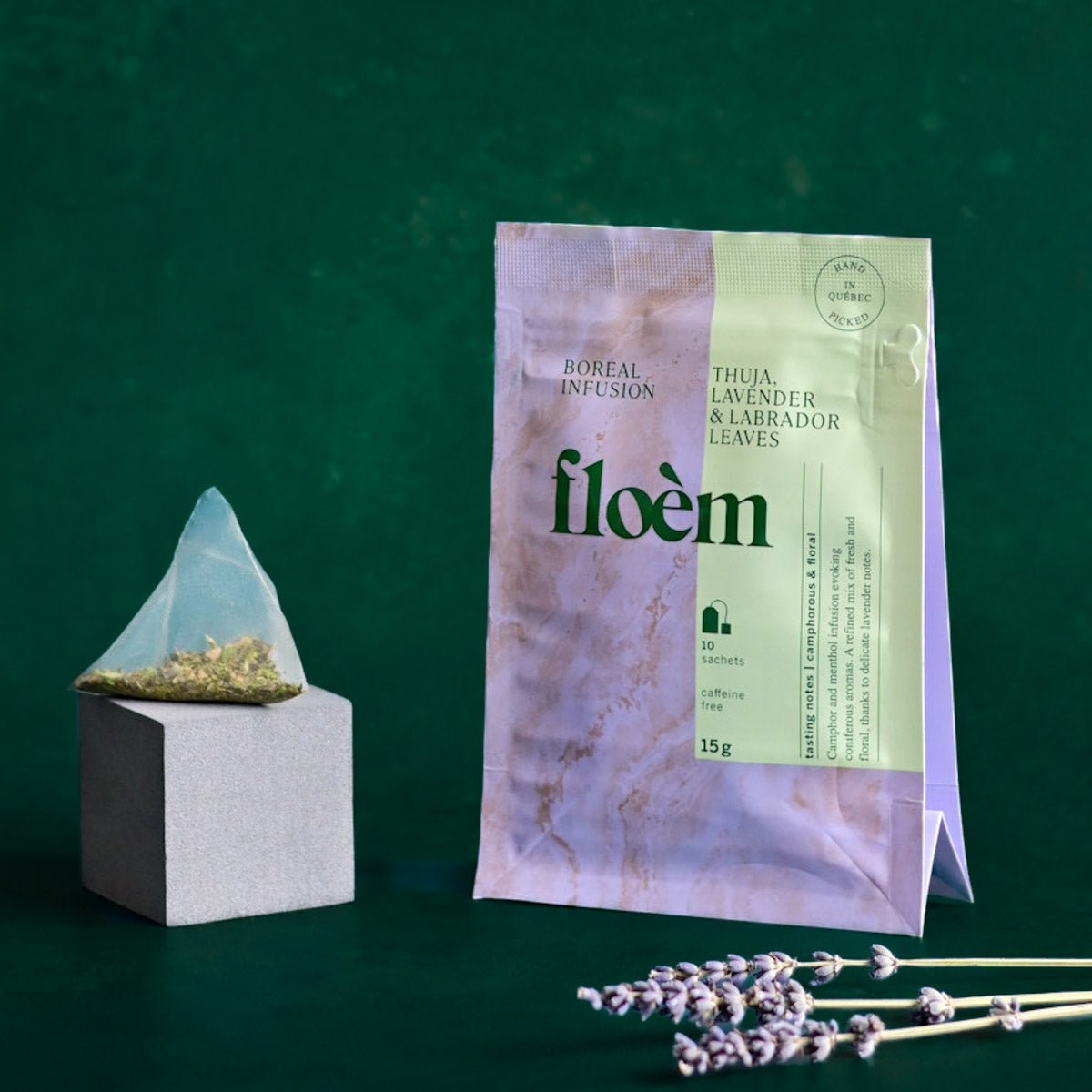 Tisane en sachets Thuya, lavande & thé du Labrador | Fait au Québec | Floèm