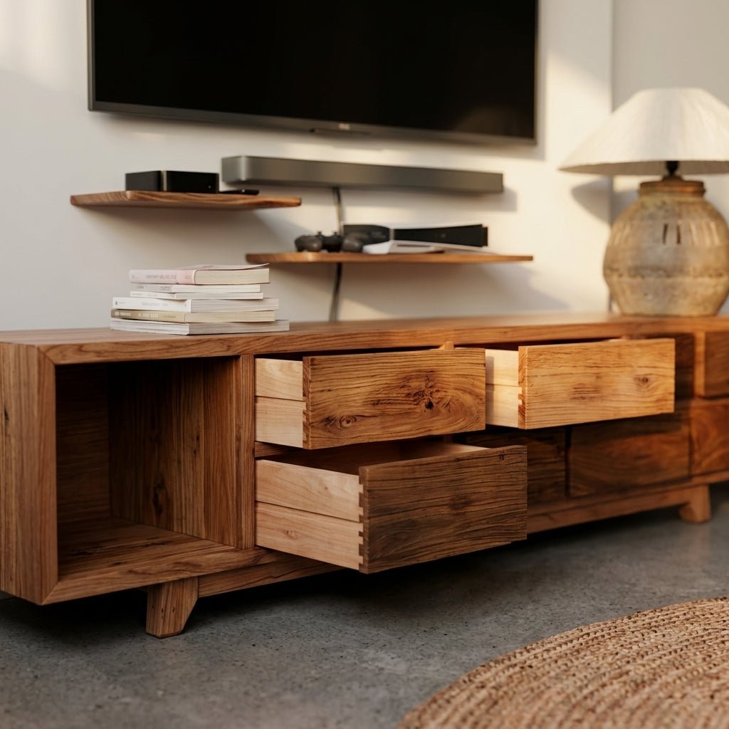 Meuble TV Uzès | Bois ancien recyclé | Fabrication artisanale