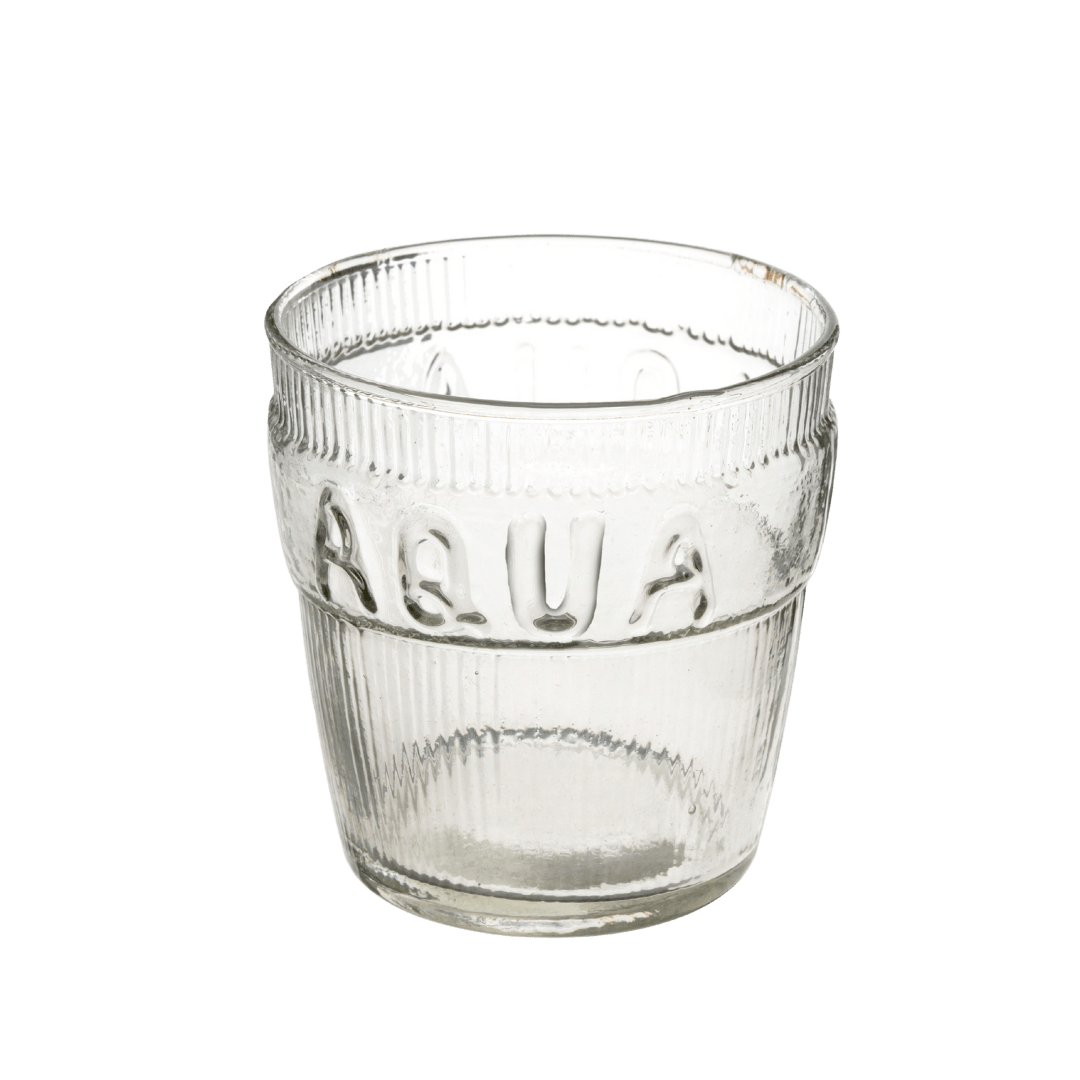 Verre à Eau Aqua | Verre Pressé Inspiré du Style Vintage - Les Trouvailles de JustineIndaba Home
