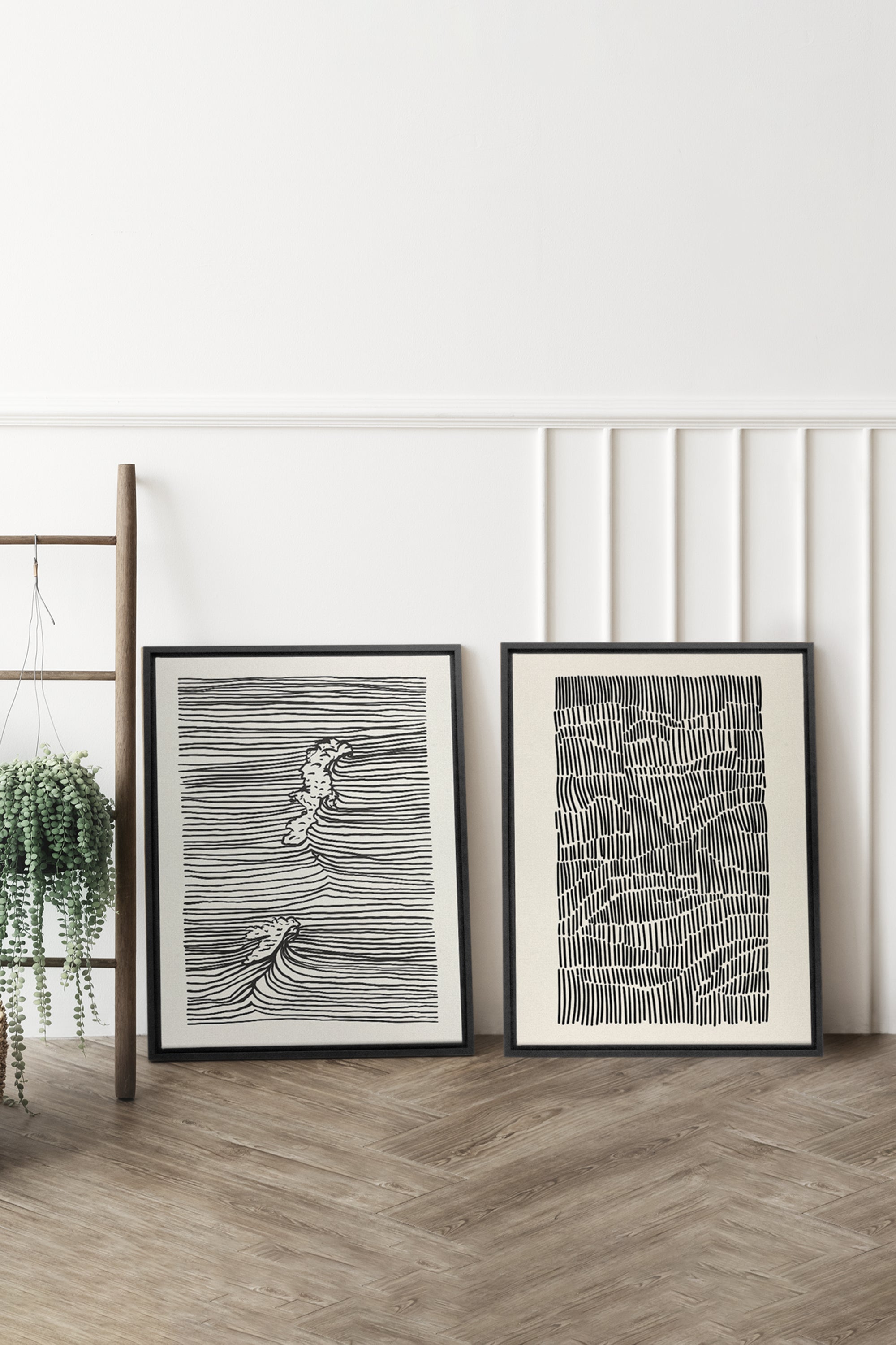 COMBINAISON WAVES LINES & ÉNIGME (2 toiles imprimées)