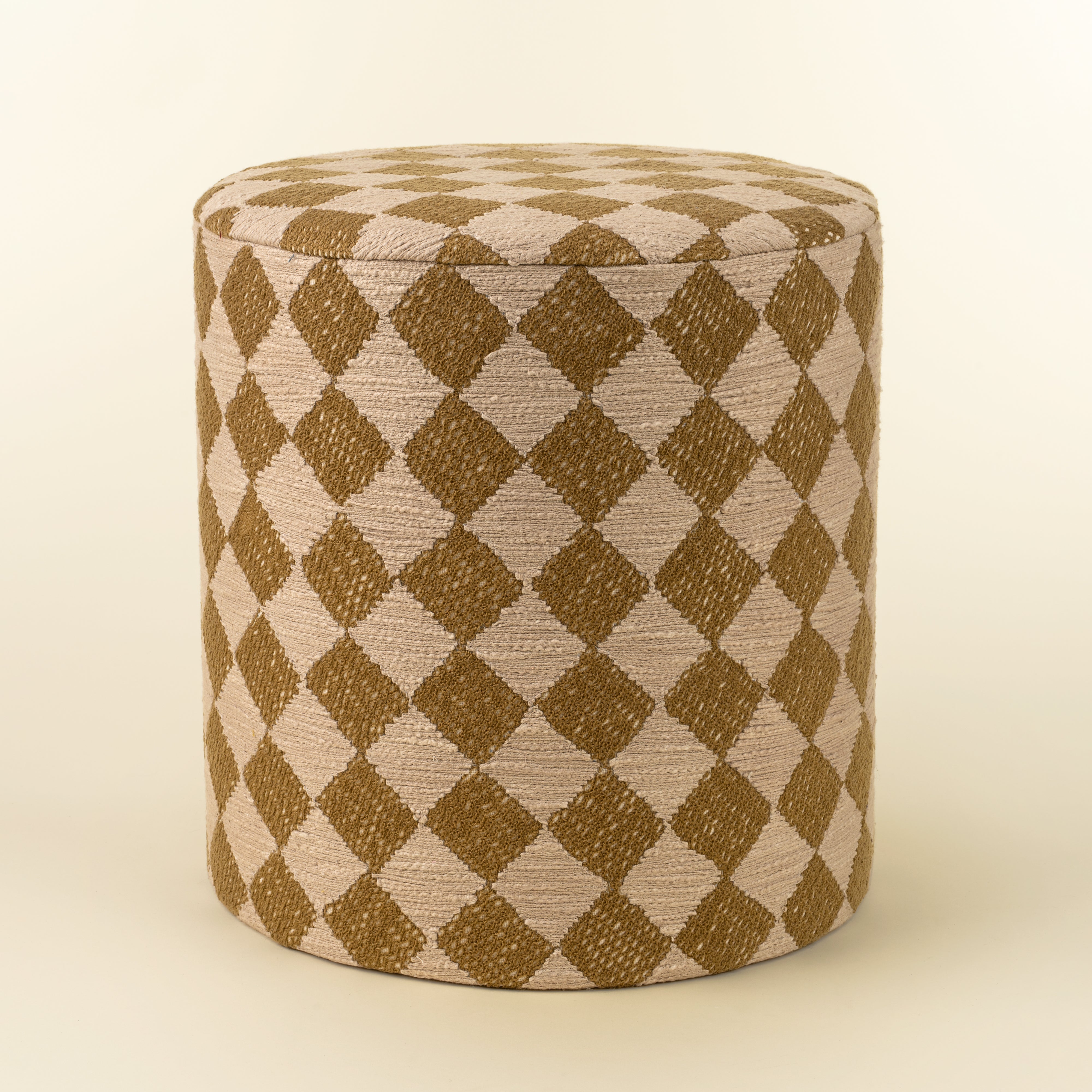 Tabouret rembourré Textured Check Indaba en bois de manguier