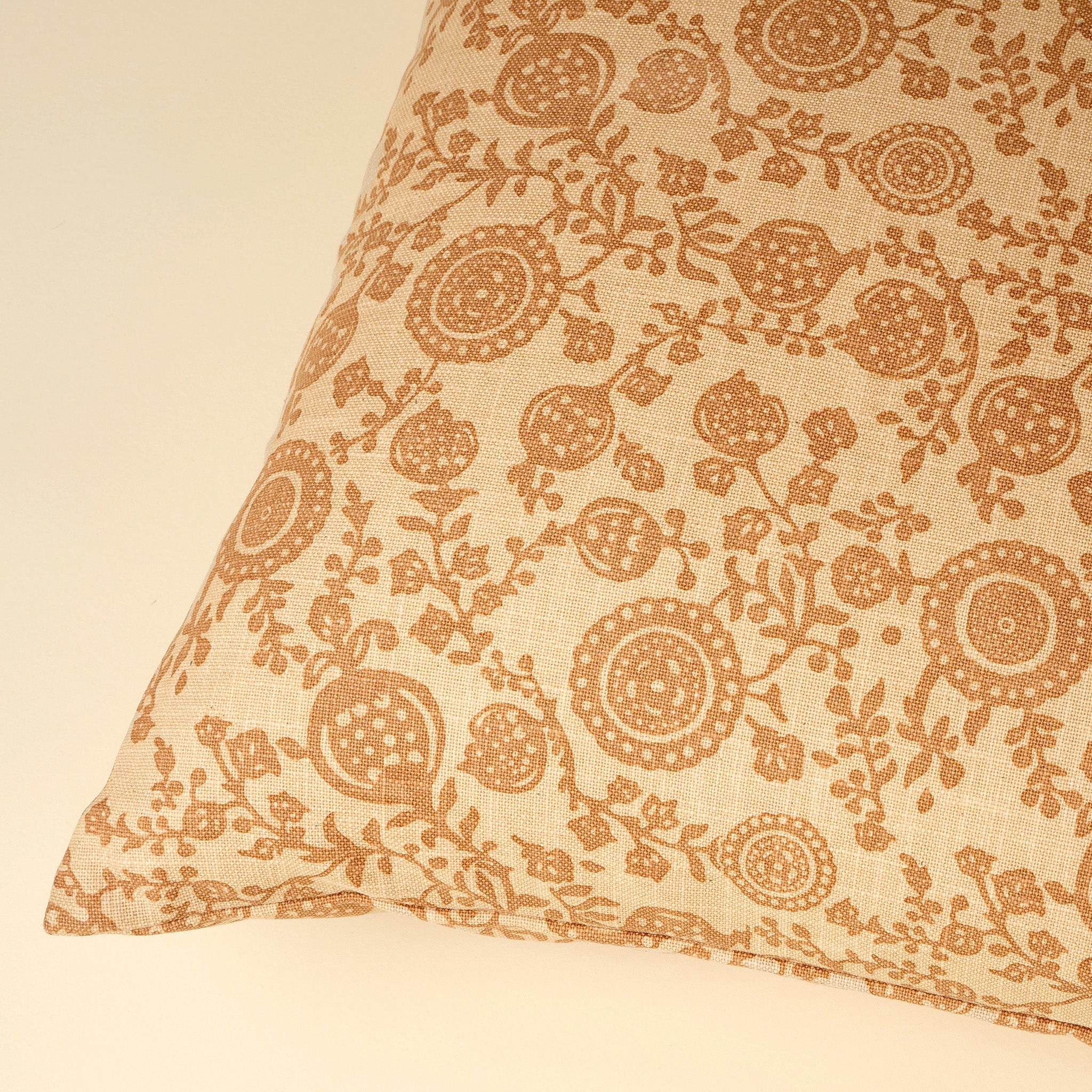 Pomegranate Terracotta Cushion 20 x 20 | Hand Printed Cotton Cover | Indaba