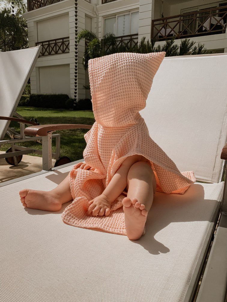 Poncho gaufré enfant sortie de bain et plage | 100 % coton | Maminimerveille