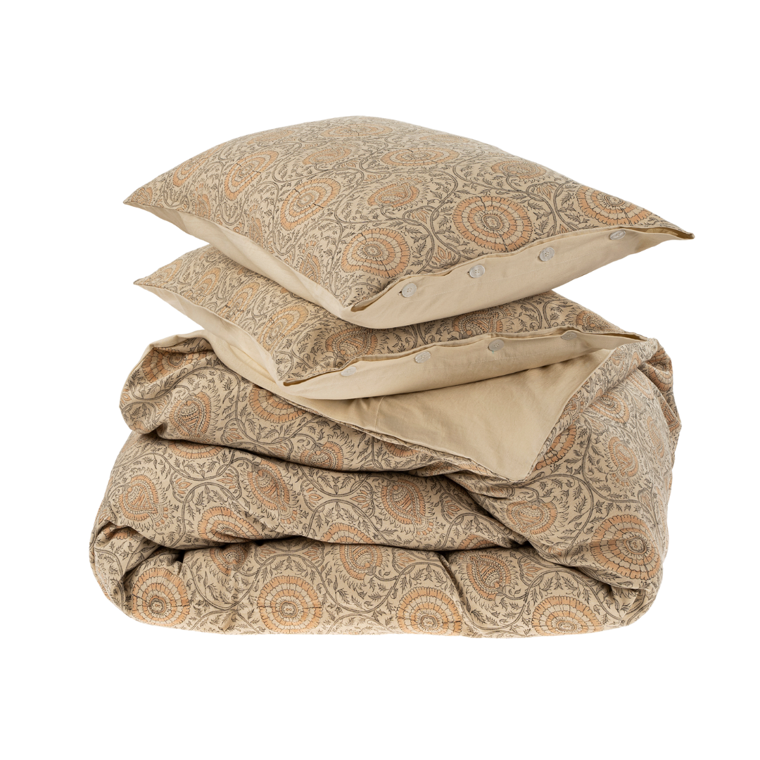 Ensemble housse de couette Botanique imprimé à la main | King