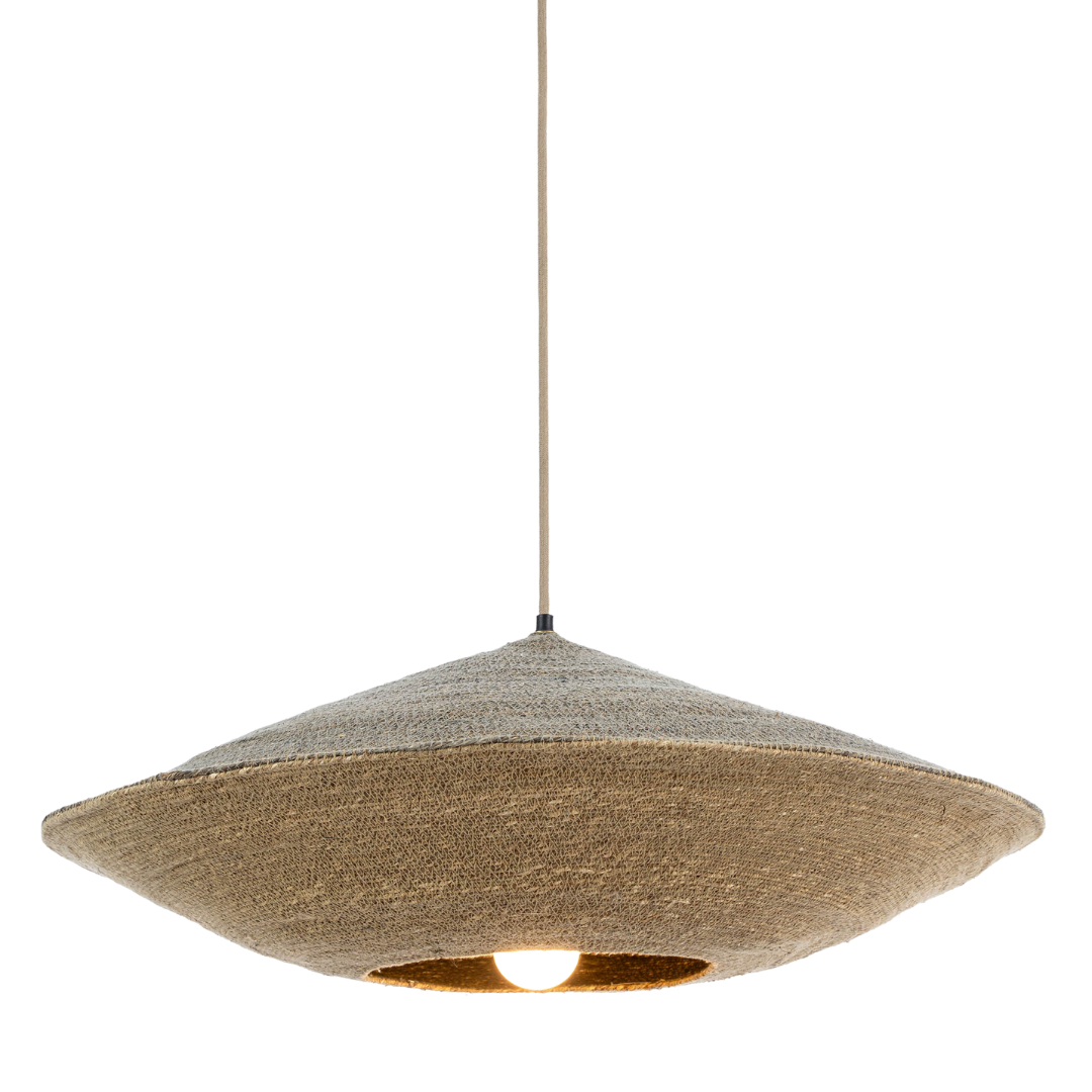 Suspension Nest | Grand format Vert/Naturel | Fait main en herbe marine tressée