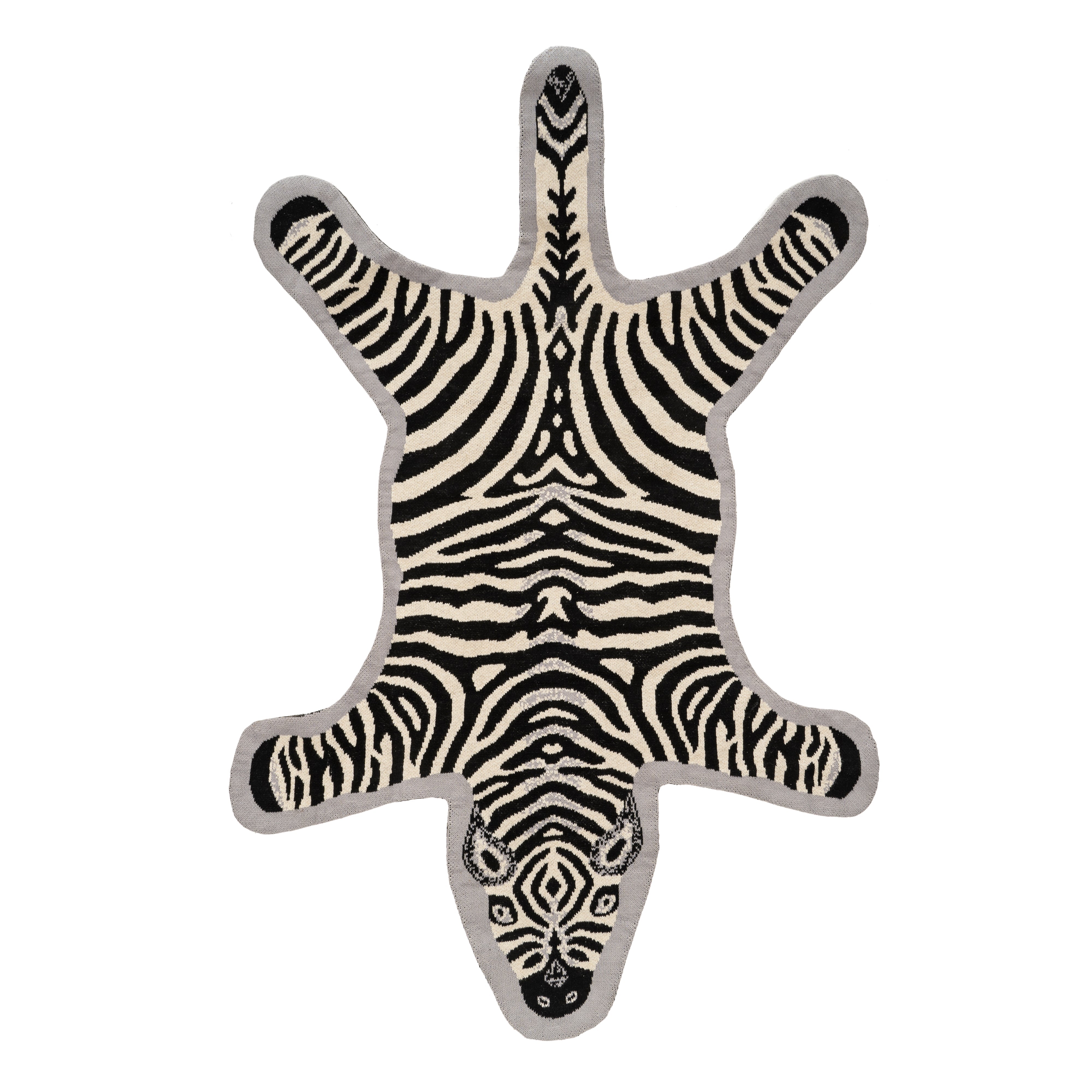 Tapis Tricoté Artisanal Zèbre | Motif Exotique pour Chambre de Bébé