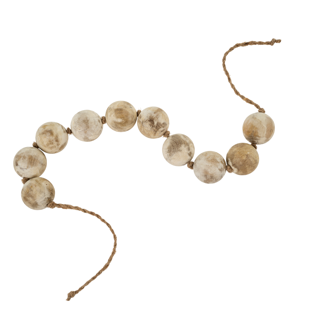 Guirlande de Perles en Bois de Manguier | 90 cm | Blanc