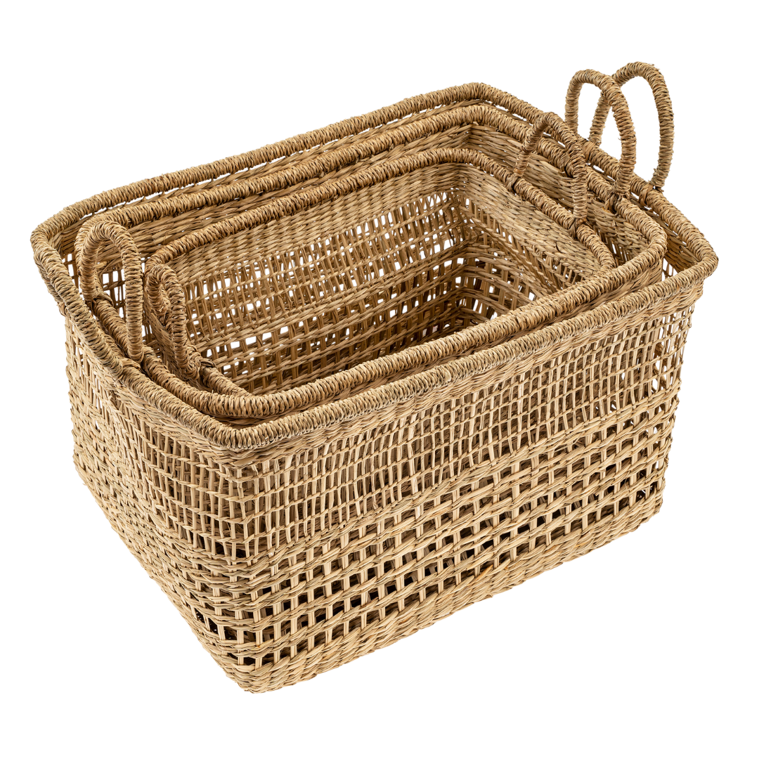 Paniers Cayman | Ensemble de 3 | En jonc de mer tressé à la main