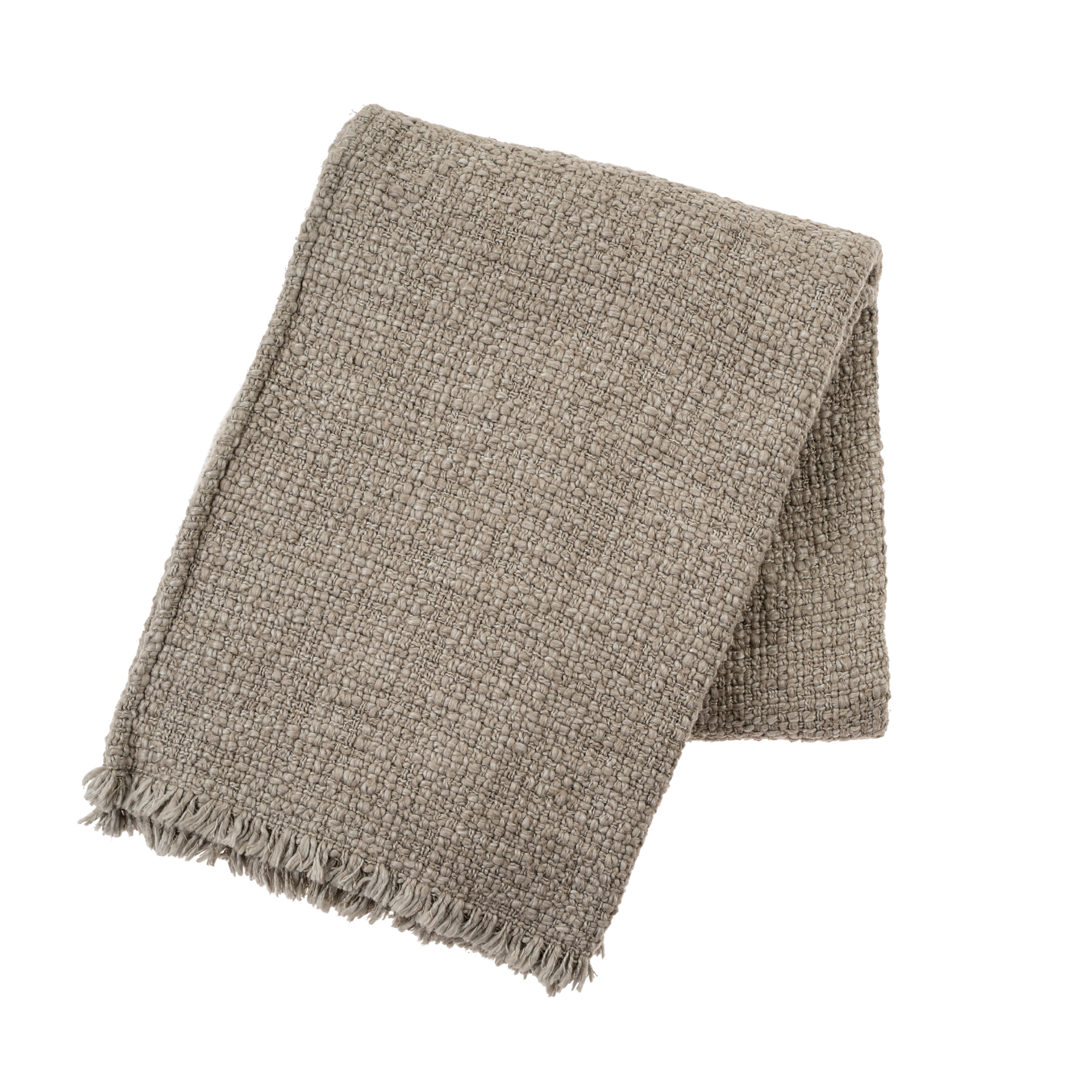Jeté Callisto gris pâle texturé avec franges Fond blanc