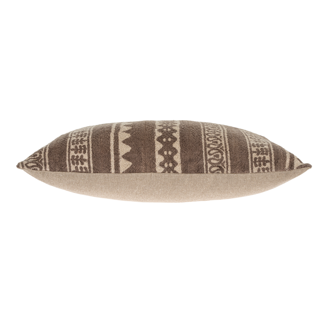 Coussin Carob à Imprimé Dabu | 40 x 60 cm | Taupe