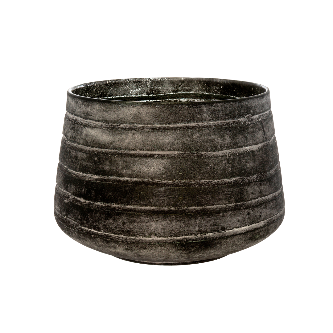 Vase Blackstone en Verre Soufflé | Grand format | Élégance Mat et Détails Gravés