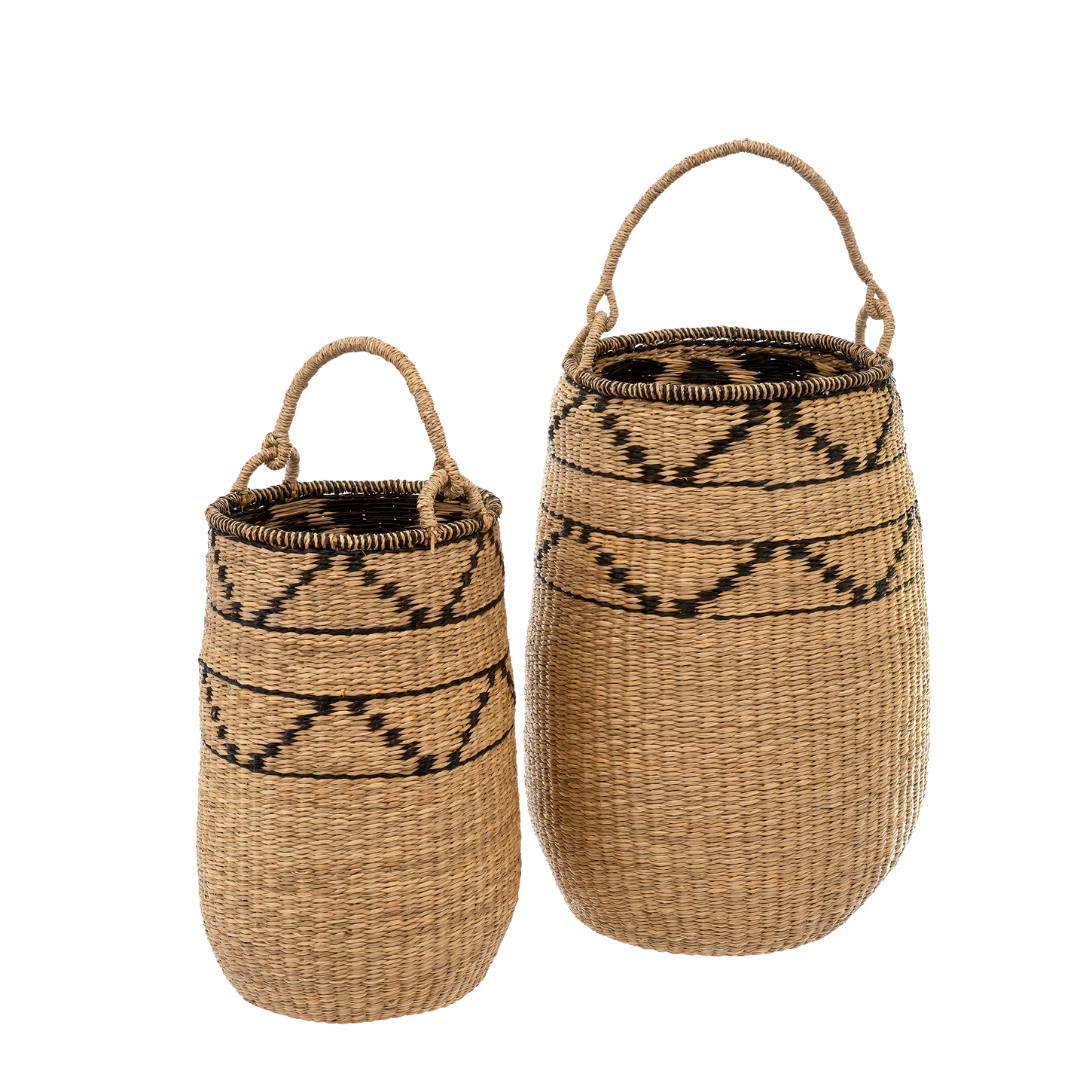 Paniers décoratifs Lanai en herbe de mer | Ensemble de 2 | Faits à la main