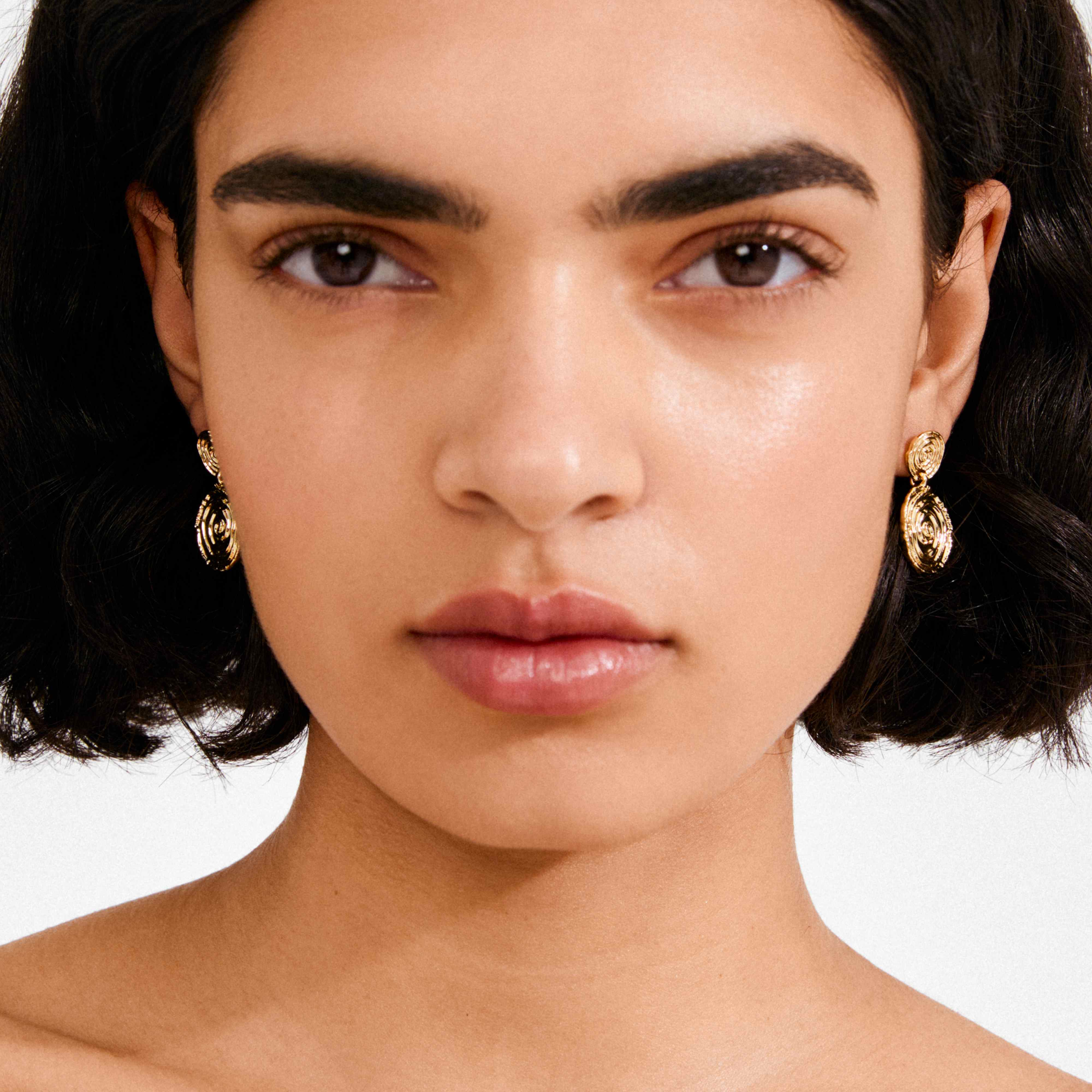 AIR recycled spiral coin pendant earrings