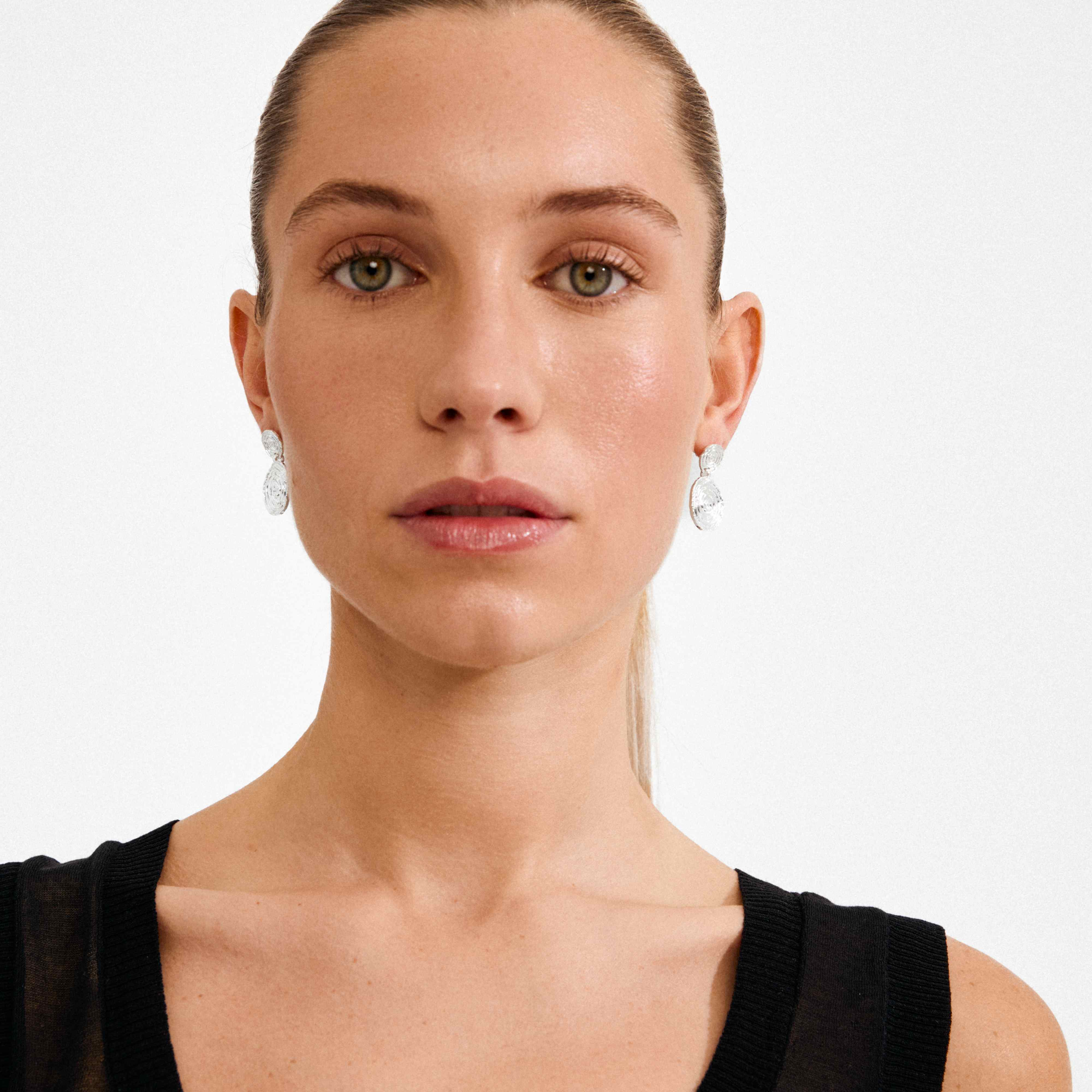 AIR recycled spiral coin pendant earrings