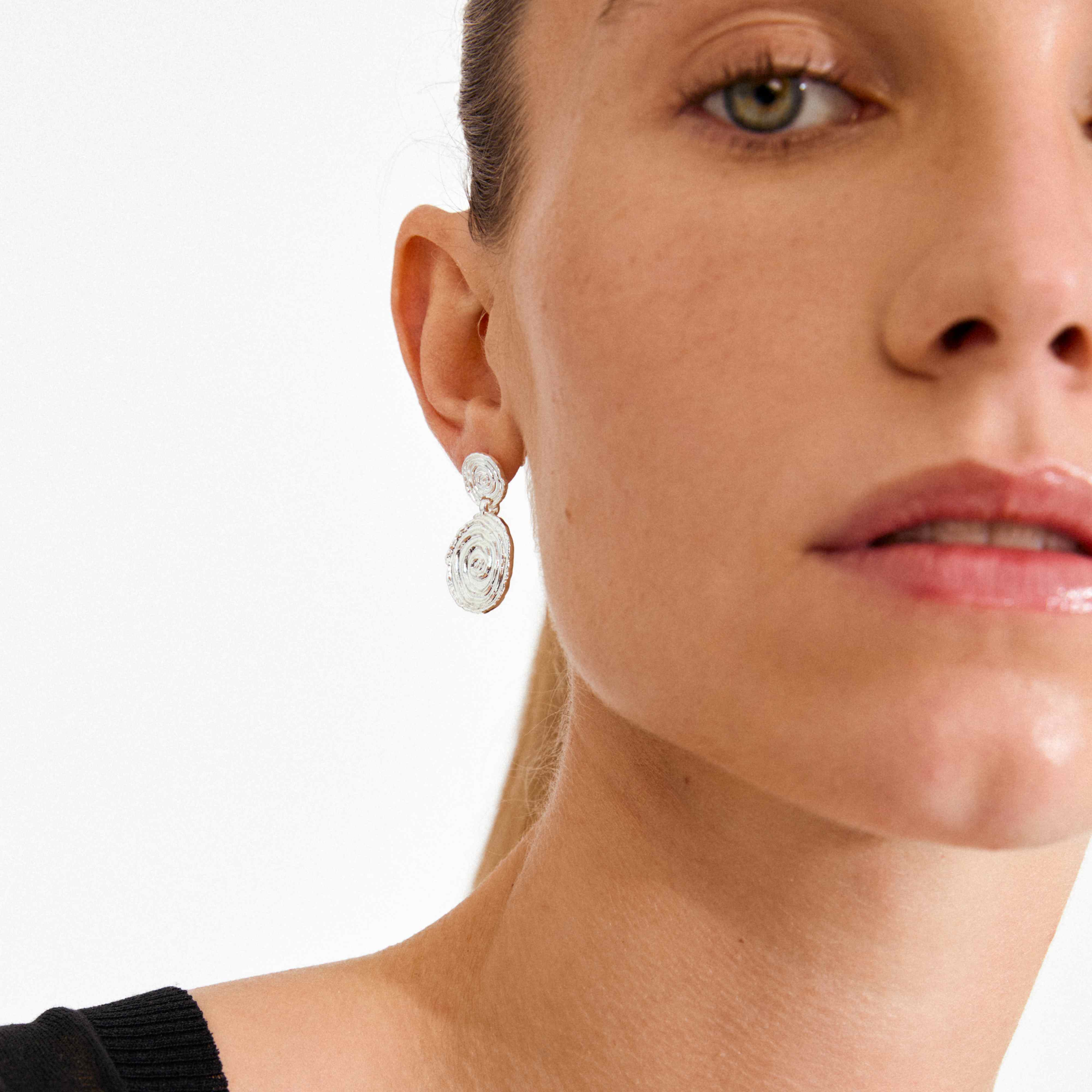 AIR recycled spiral coin pendant earrings