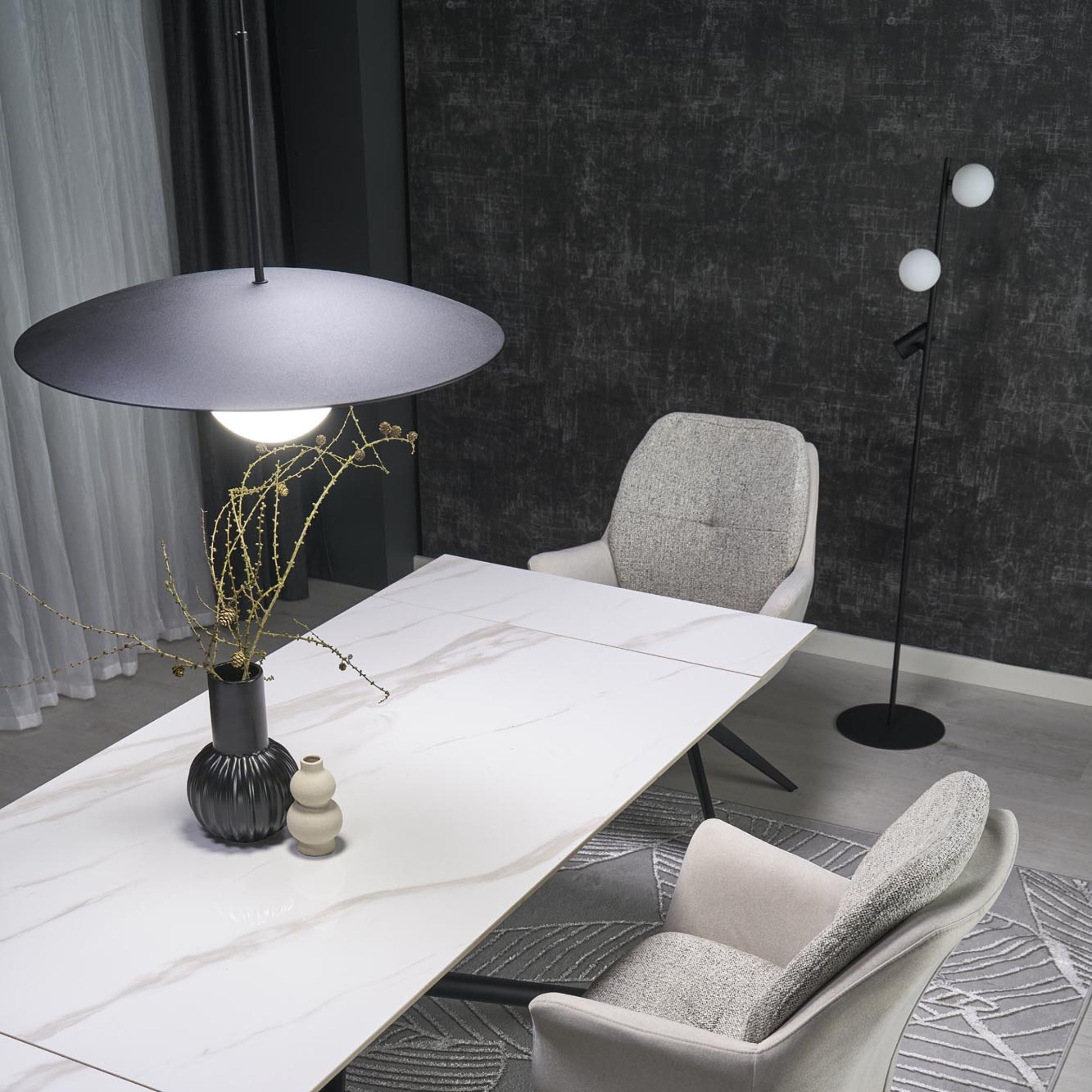 Lampe à Suspension Moderne du Milieu du Siècle SLATE | Verre Opalin et Métal Peint