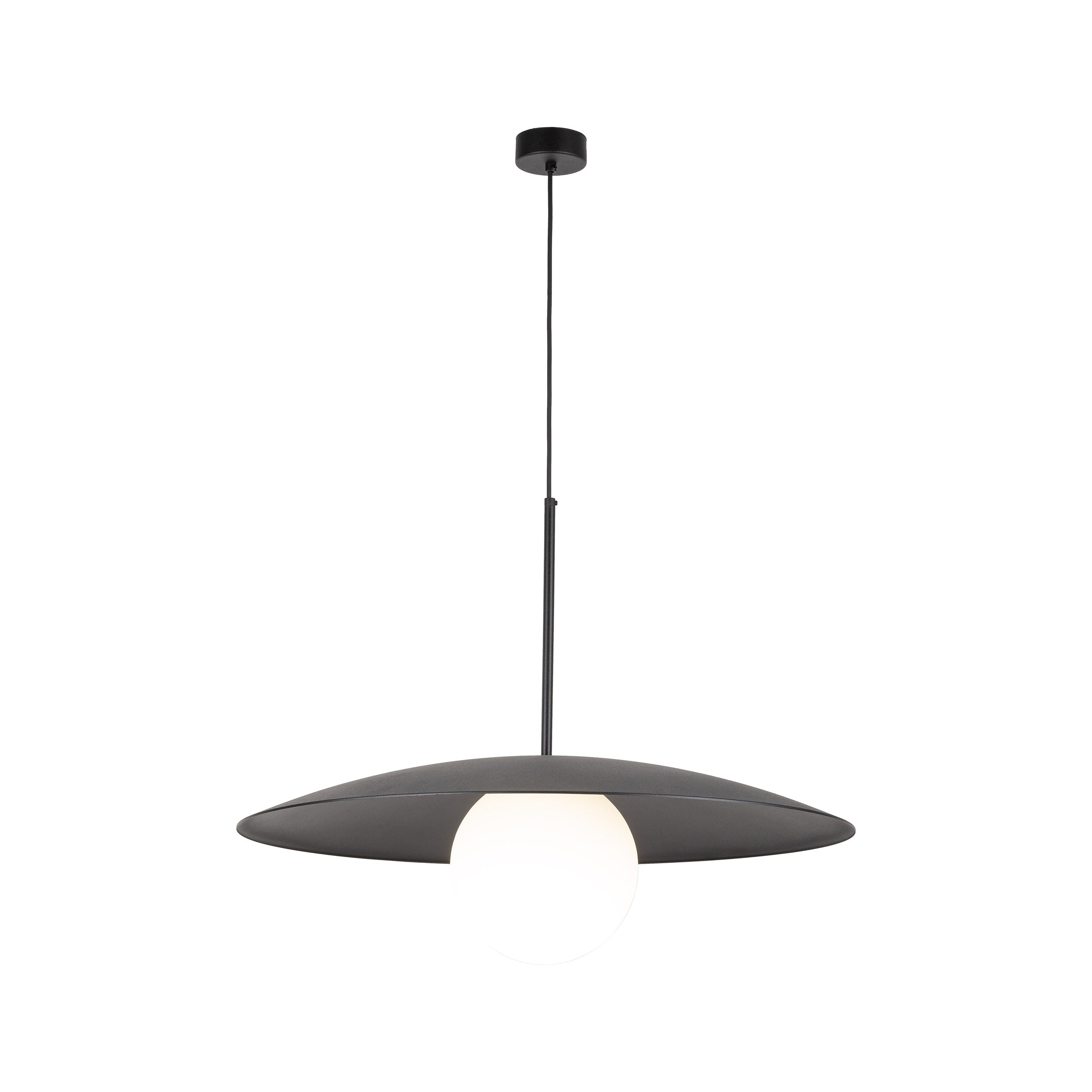 Lampe à Suspension Moderne du Milieu du Siècle SLATE | Verre Opalin et Métal Peint