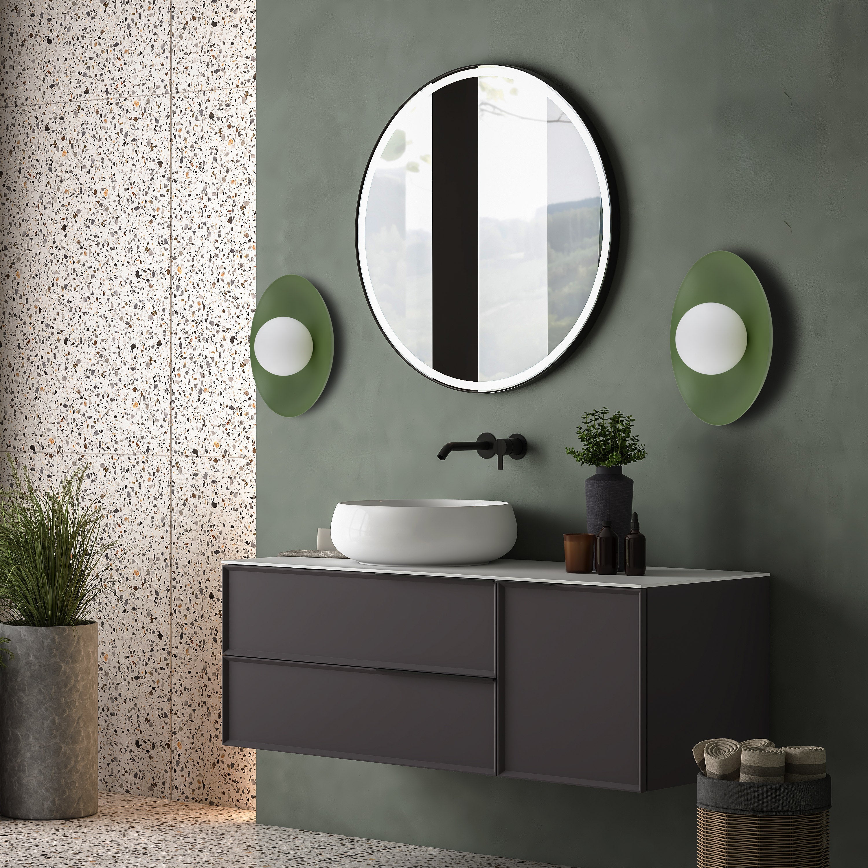 Applique Murale Scandinave SLATE | Métal Peint et Verre Opalin