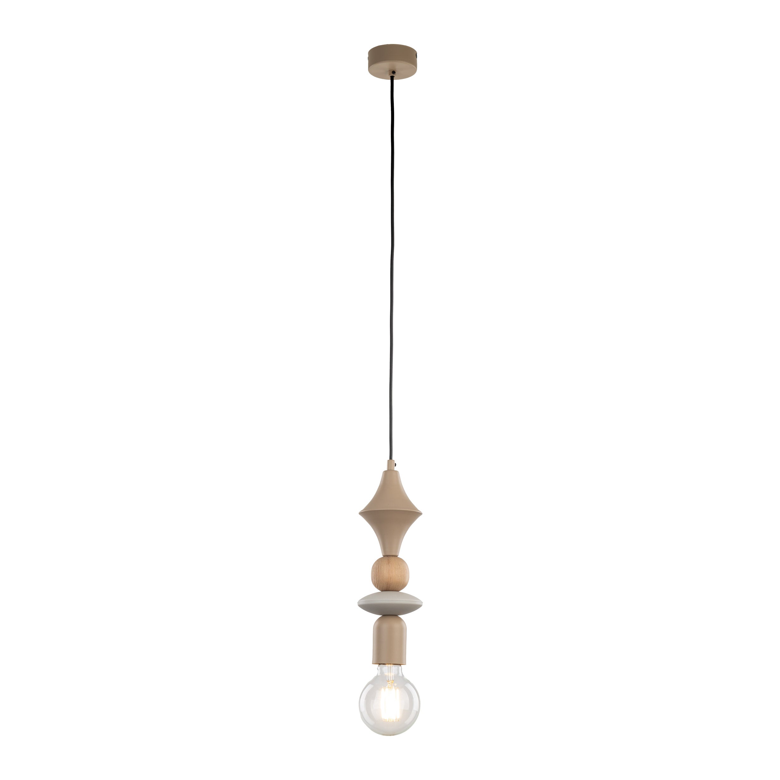 Lampe Suspendue Scandinave TOWER Beige | Suspension Moderne en Bois