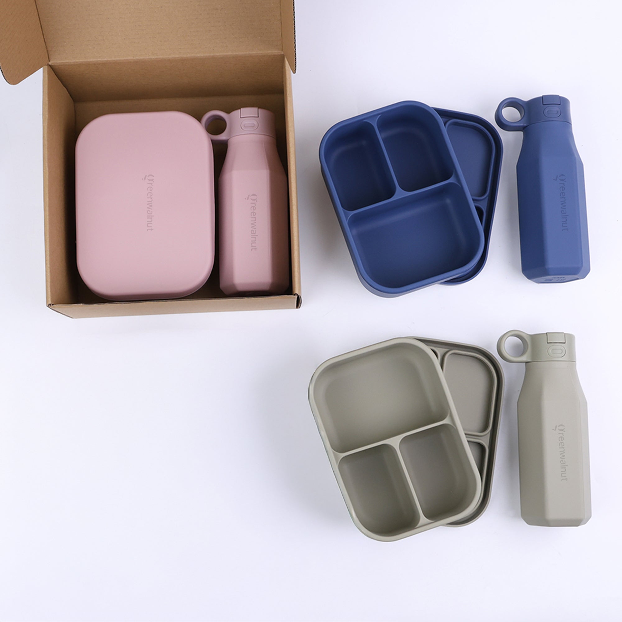 Boîte à lunch en silicone et bouteille en silicone | Ensemble alimentaire sécuritaire pour enfant