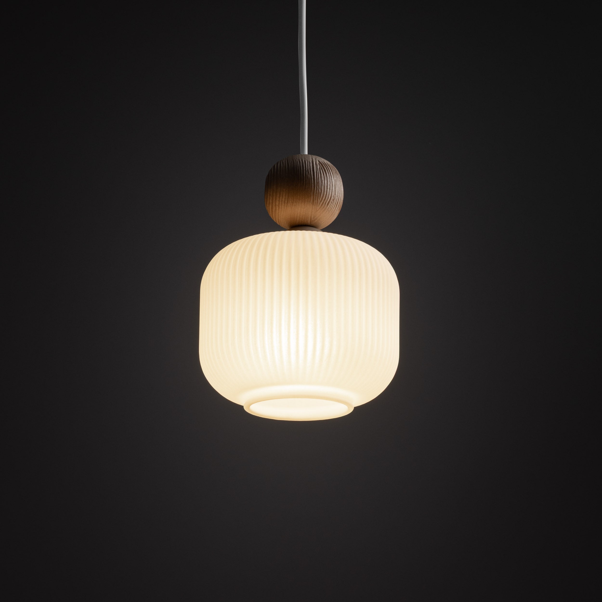 Lampe à Suspension Scandinave Ballo | Verre Soufflé à la Main et Bois Naturel